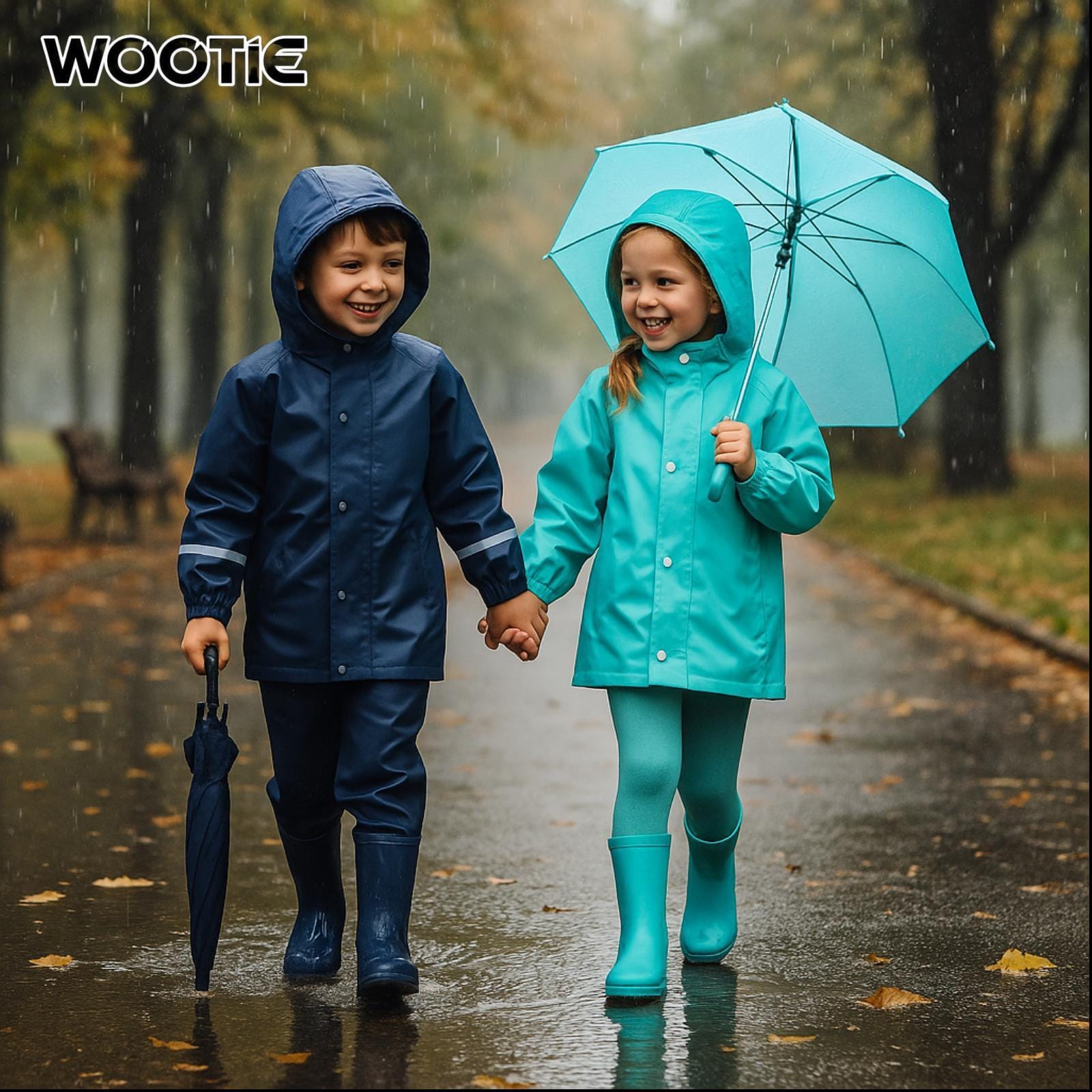 CTM® Little Kid's Easy Open Hook Stick Umbrella by Wootie - Navy