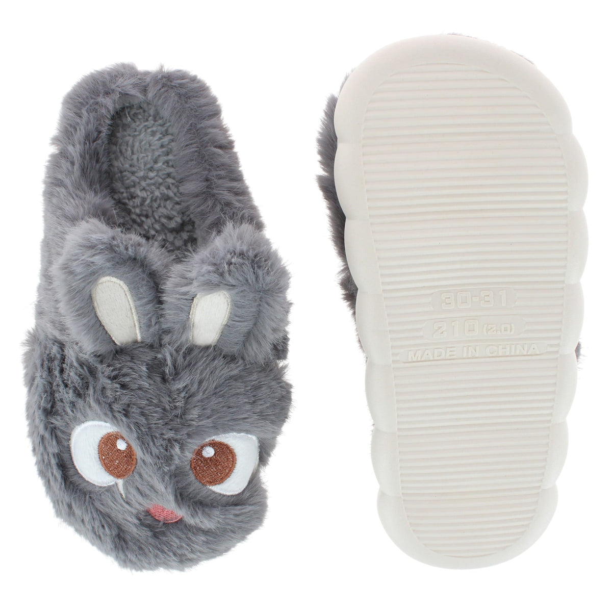 CTM® Kids' and Toddler Plush Bunny Rabbit House Slippers by Wootie - Gray