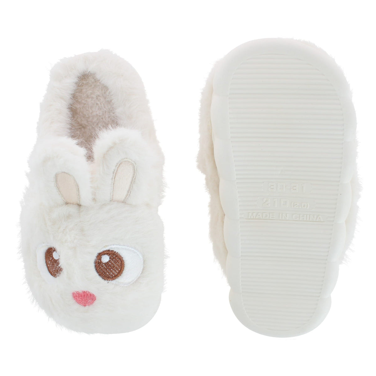 CTM® Kids' and Toddler Plush Bunny Rabbit House Slippers by Wootie - White