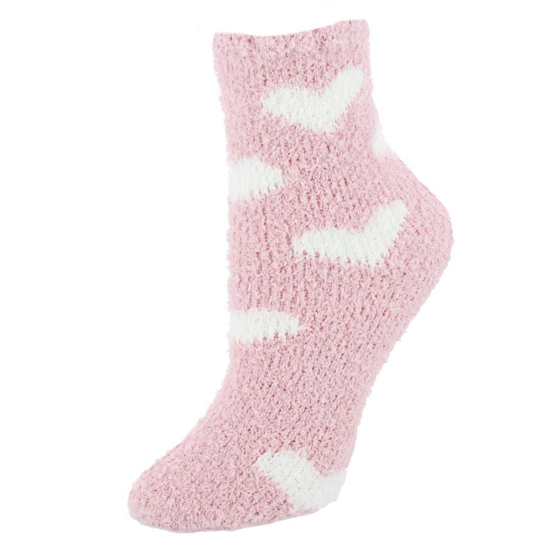 CTM® Women's Hearts Soft and Cozy Lounge Socks by Wootie (1 Pair) - Pink