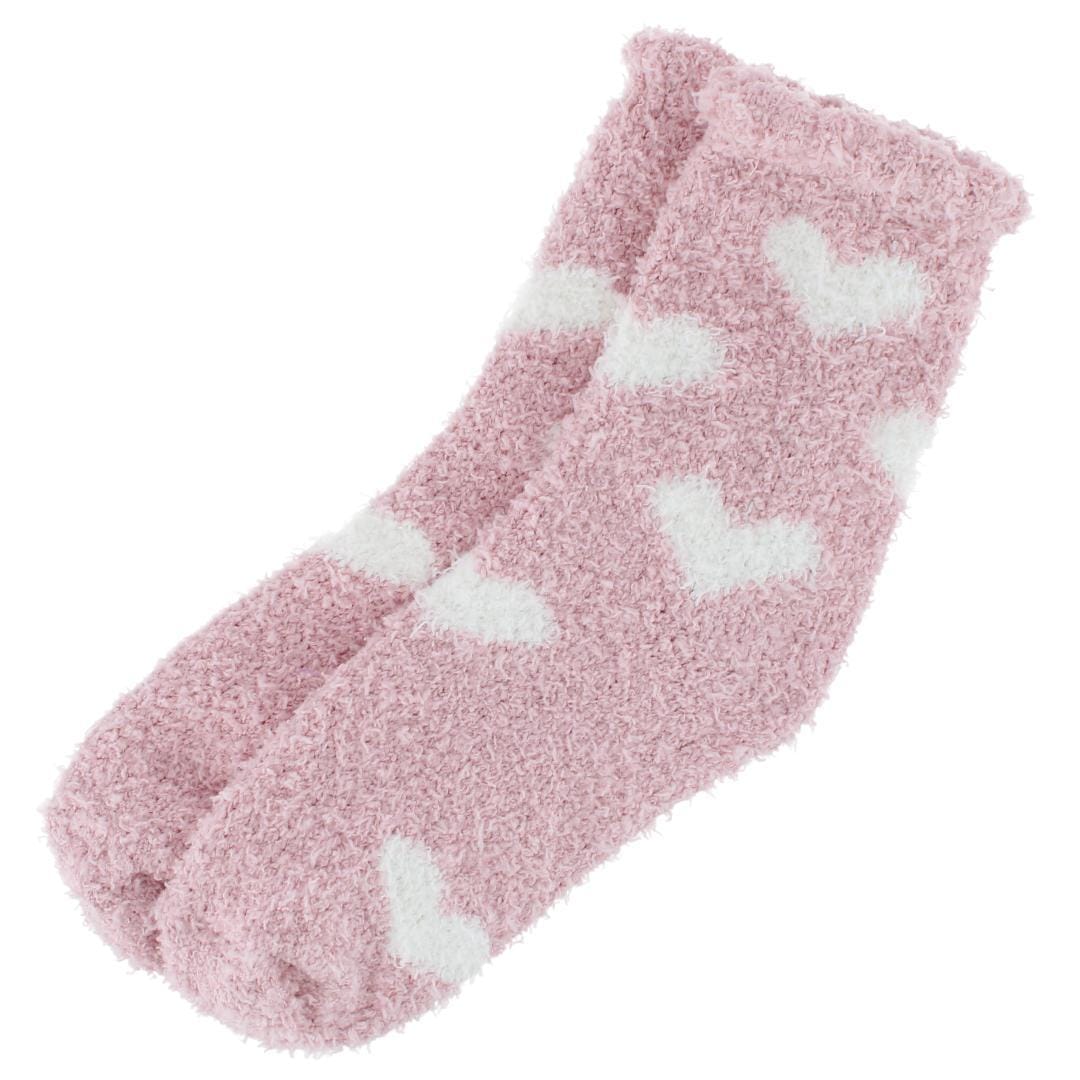 CTM® Women's Hearts Soft and Cozy Lounge Socks by Wootie (1 Pair) - Pink