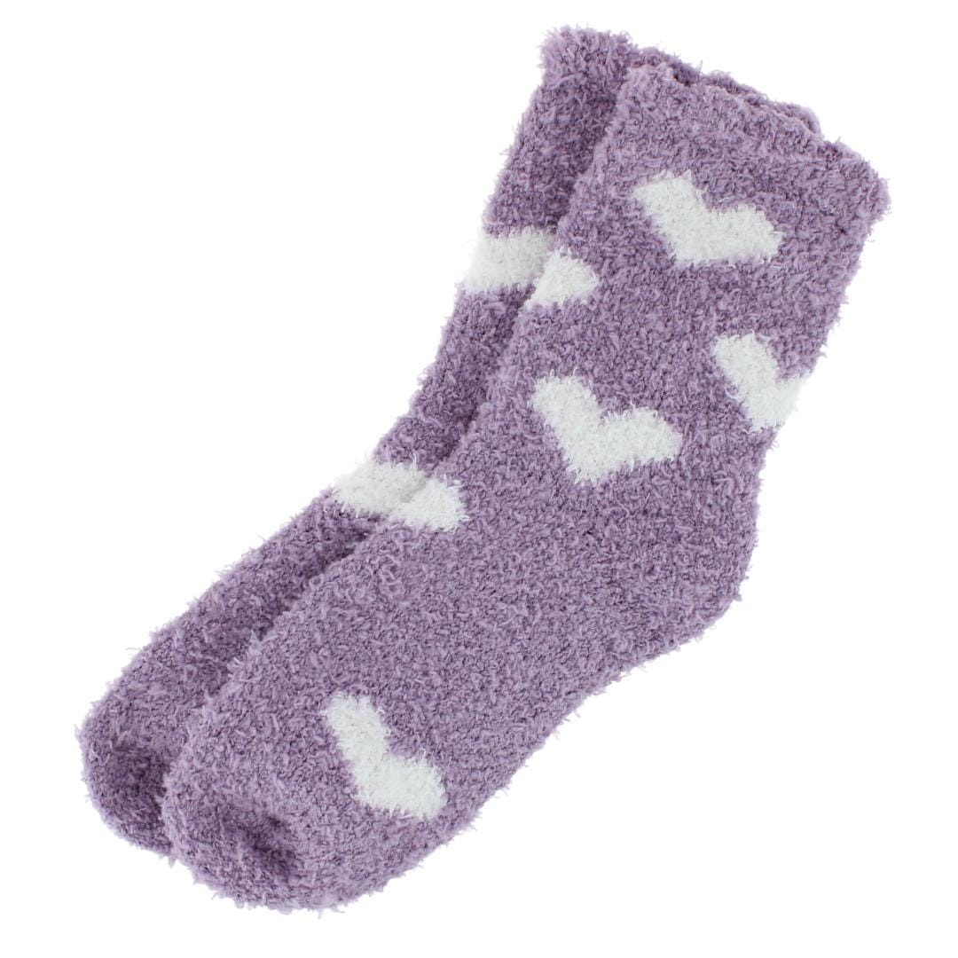 CTM® Women's Hearts Soft and Cozy Lounge Socks by Wootie (1 Pair) - Purple