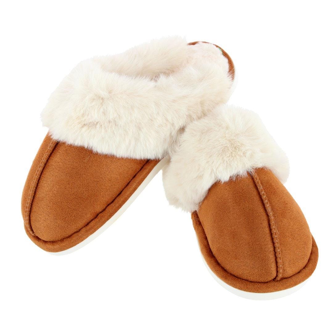 CTM® Women's Warm Faux Fur Lined Clog Slippers by Wootie - Beige