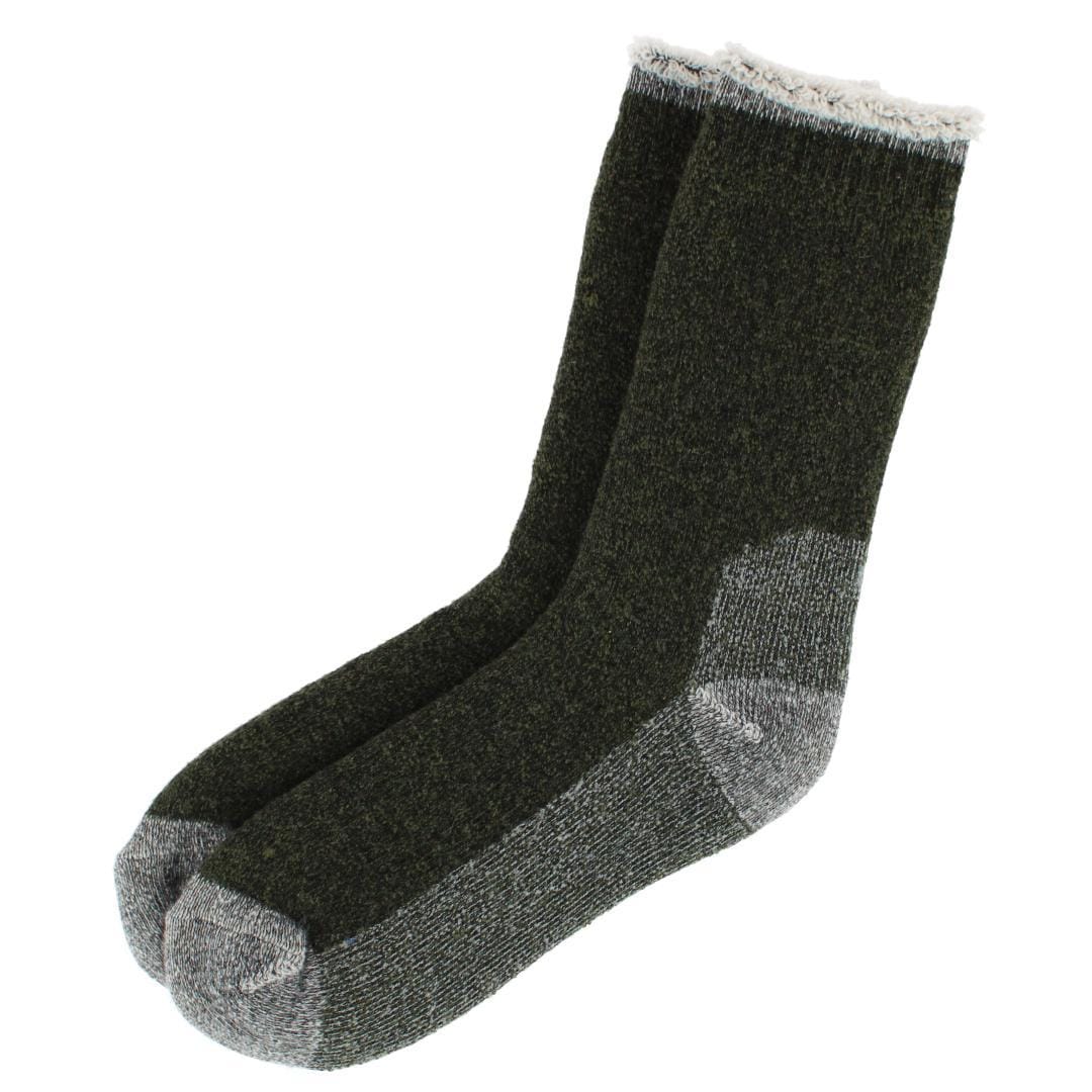 CTM® Men's Sherpa Lined Cabin Socks by Wootie (1 Pair) - Green