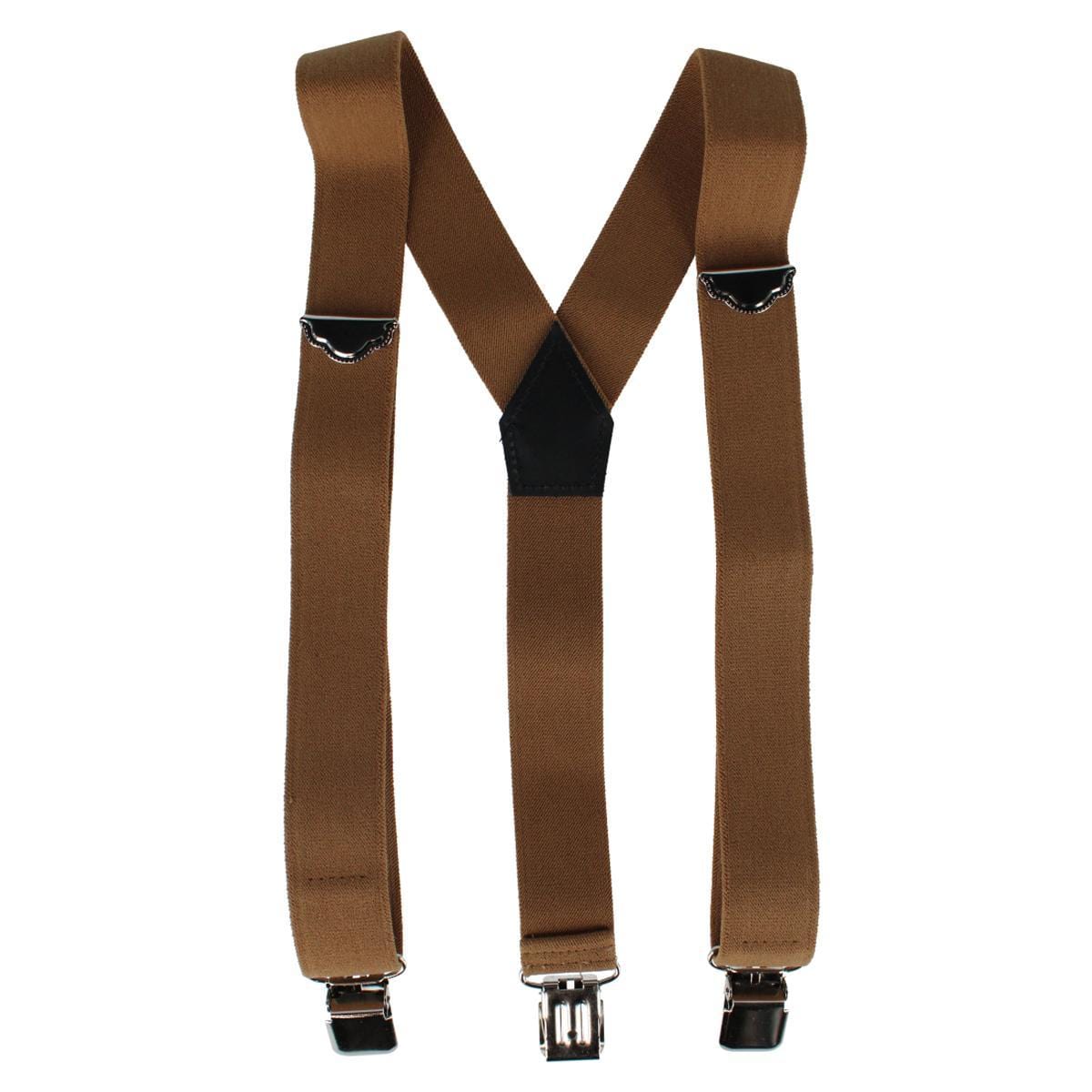 Welch Men's Elastic 1.5 Inch Y-Back Clip End Suspenders - Tan