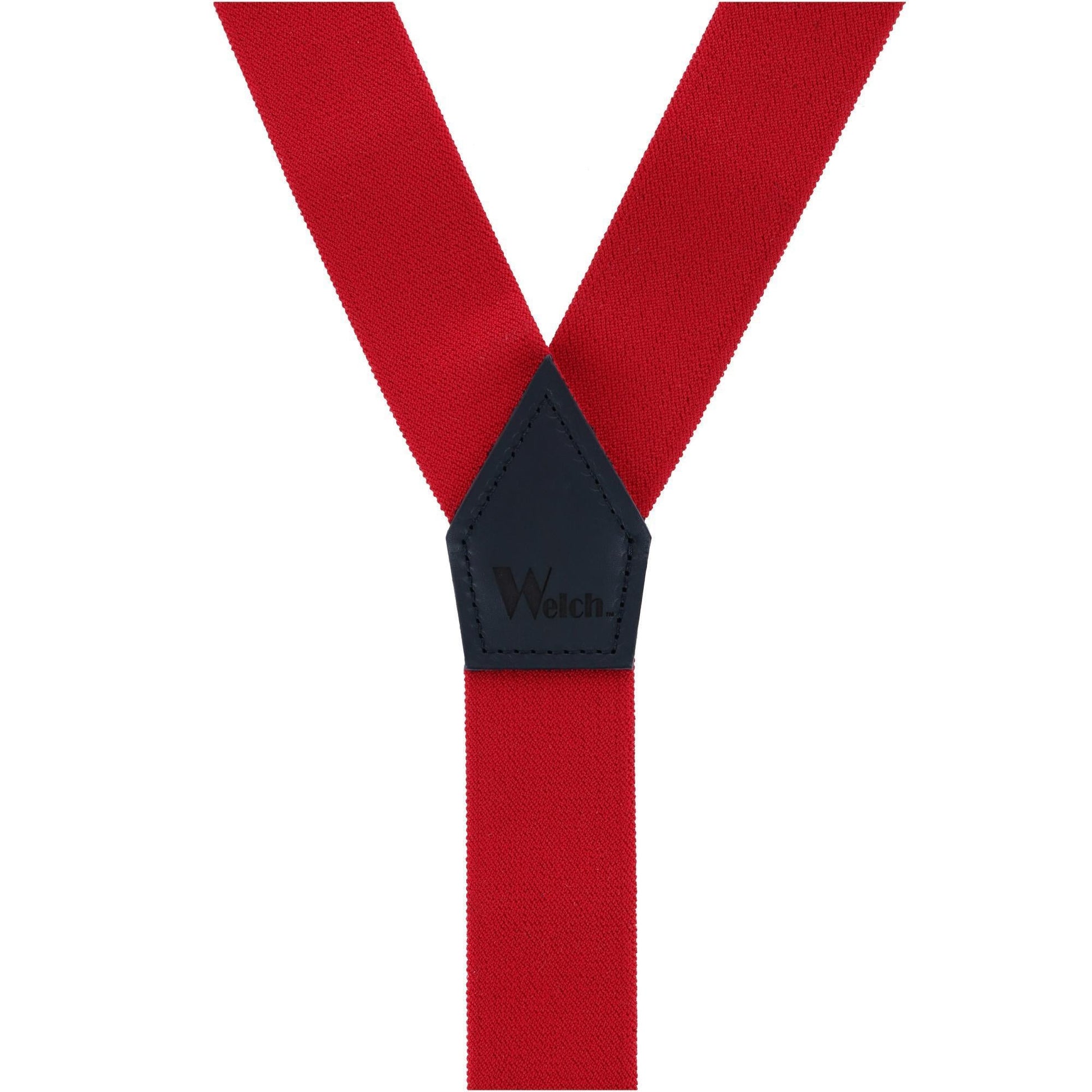 Welch Men's Elastic Button-End Y-Back 1 1/2 Inch Double Face Suspenders - Red