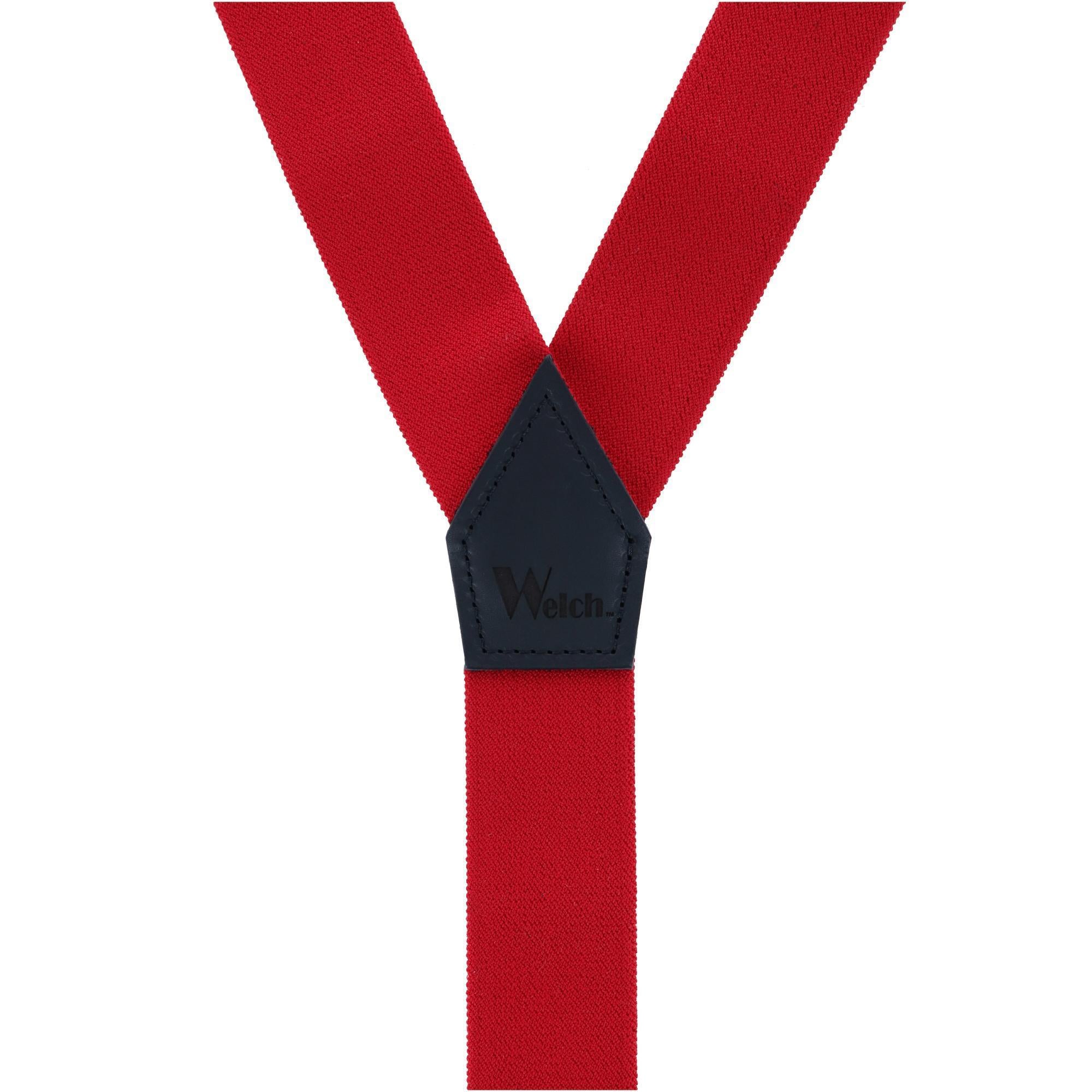 Welch Men's Elastic Button-End Y-Back 1 1/2 Inch Double Face Suspenders - Red