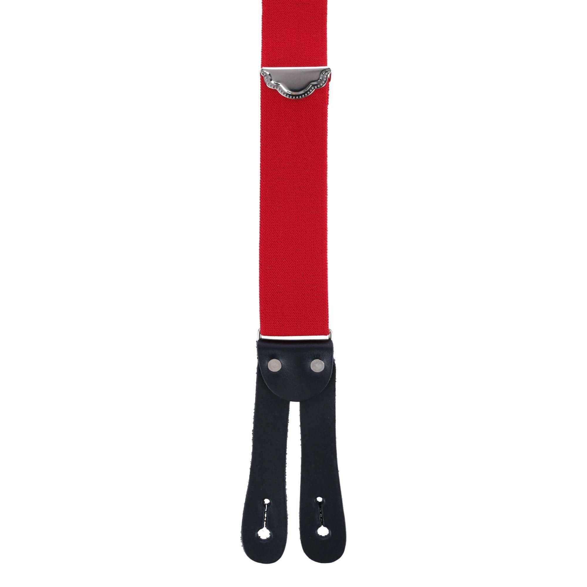 Welch Men's Elastic Button-End Y-Back 1 1/2 Inch Double Face Suspenders - Red