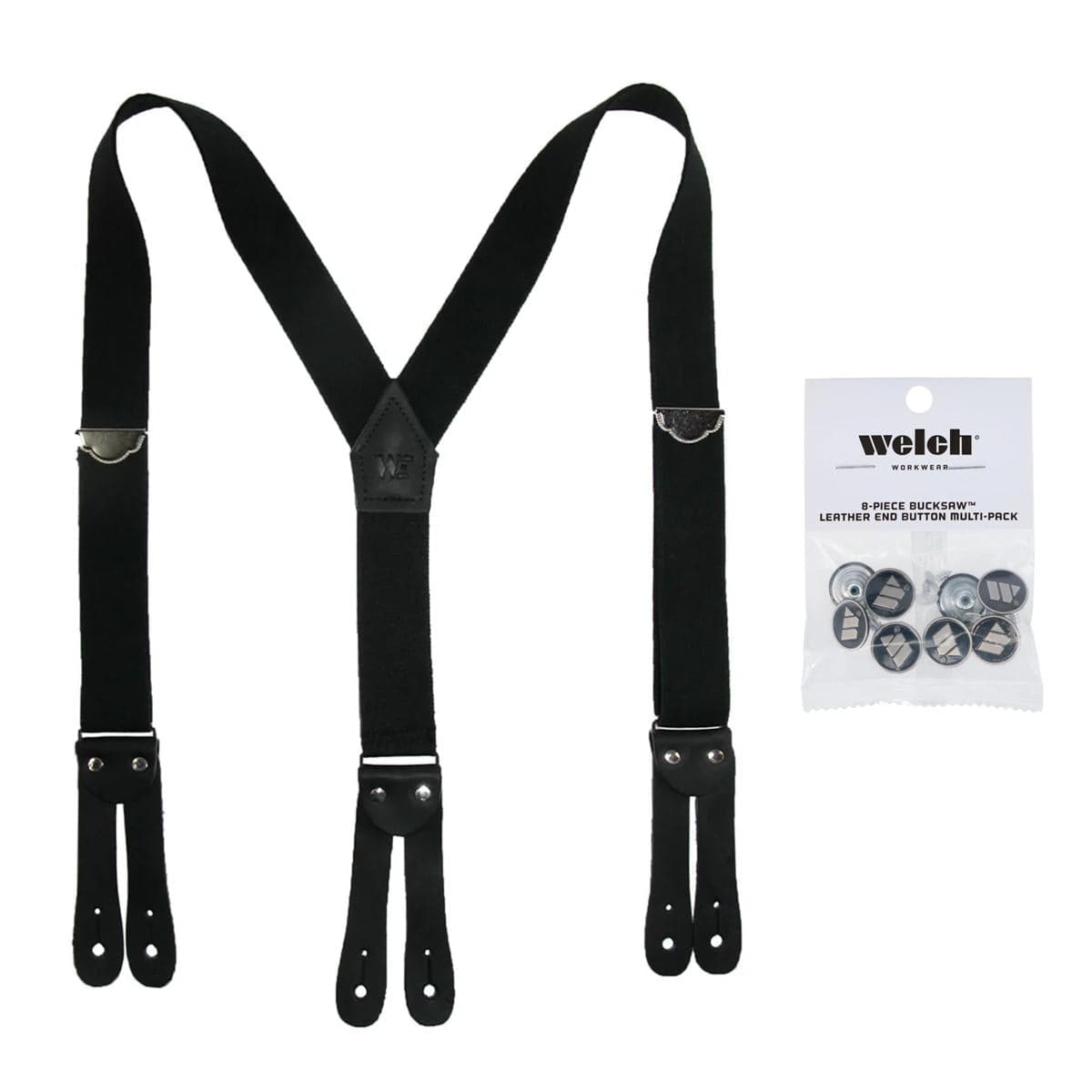 Welch Men's Elastic Button End Double Face Suspender with Bachelor Buttons