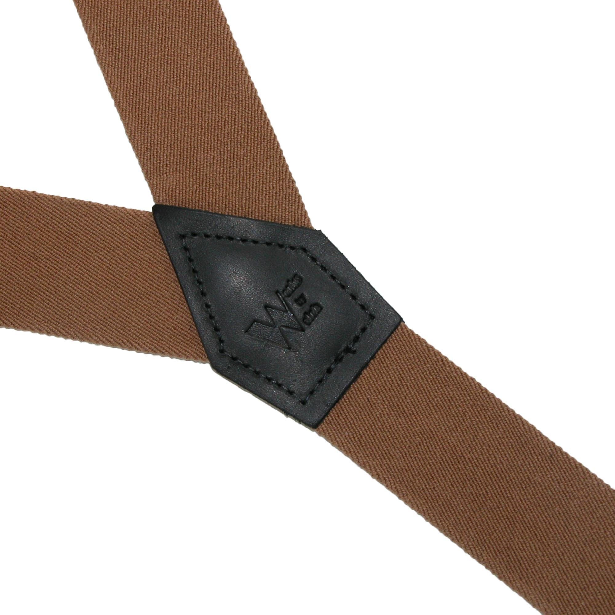 Welch Men's Elastic Button End Double Face Suspender with Bachelor Buttons - Tan