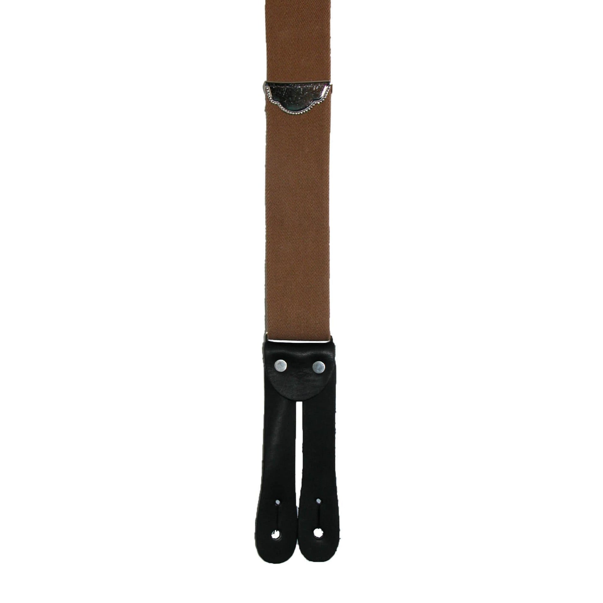 Welch Men's Elastic Button End Double Face Suspender with Bachelor Buttons - Tan