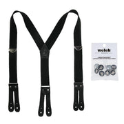 Men's Elastic Button End Double Face Suspender with Bachelor Buttons