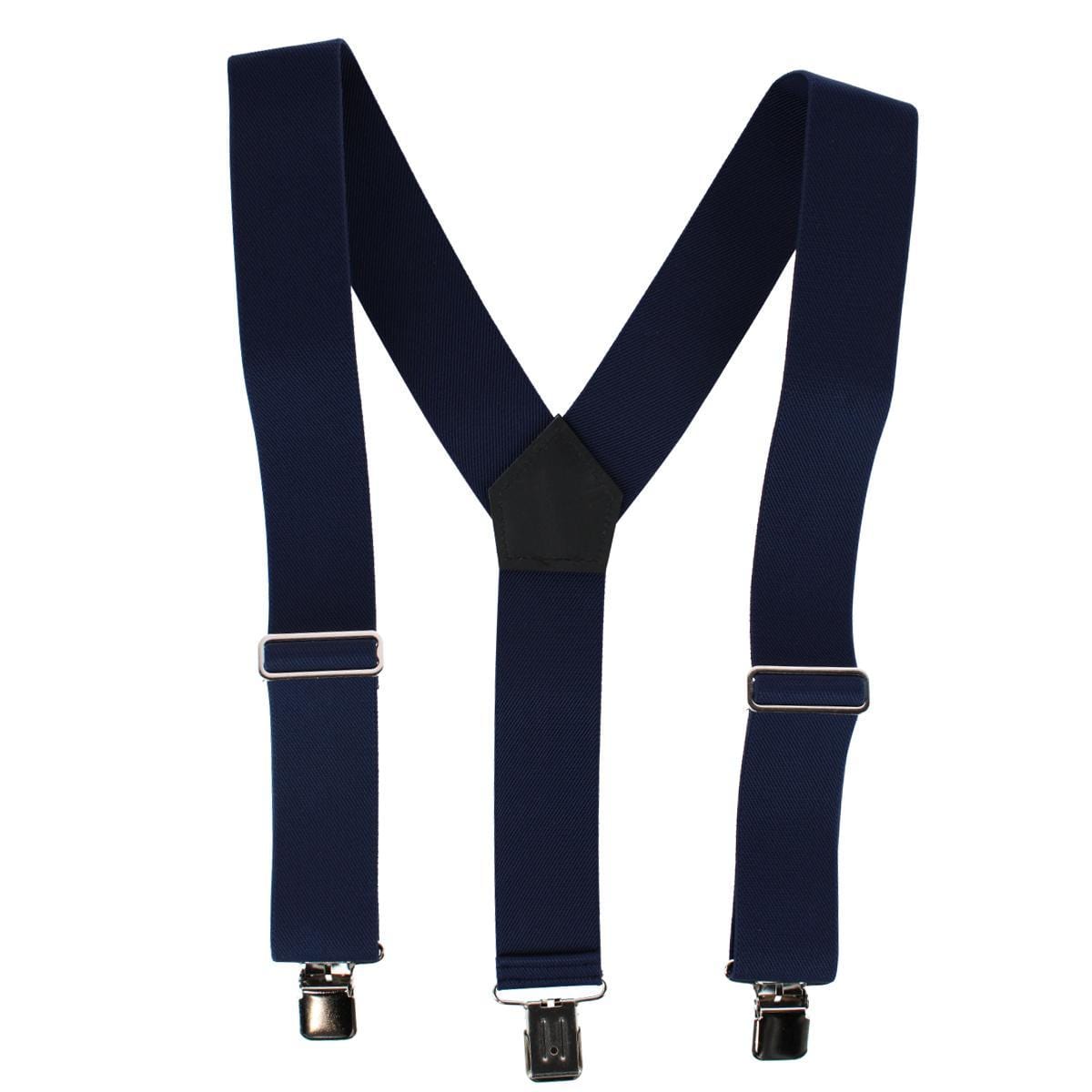 Welch Men's 2 Inch Elastic Y-Back Clip End Suspenders - Navy