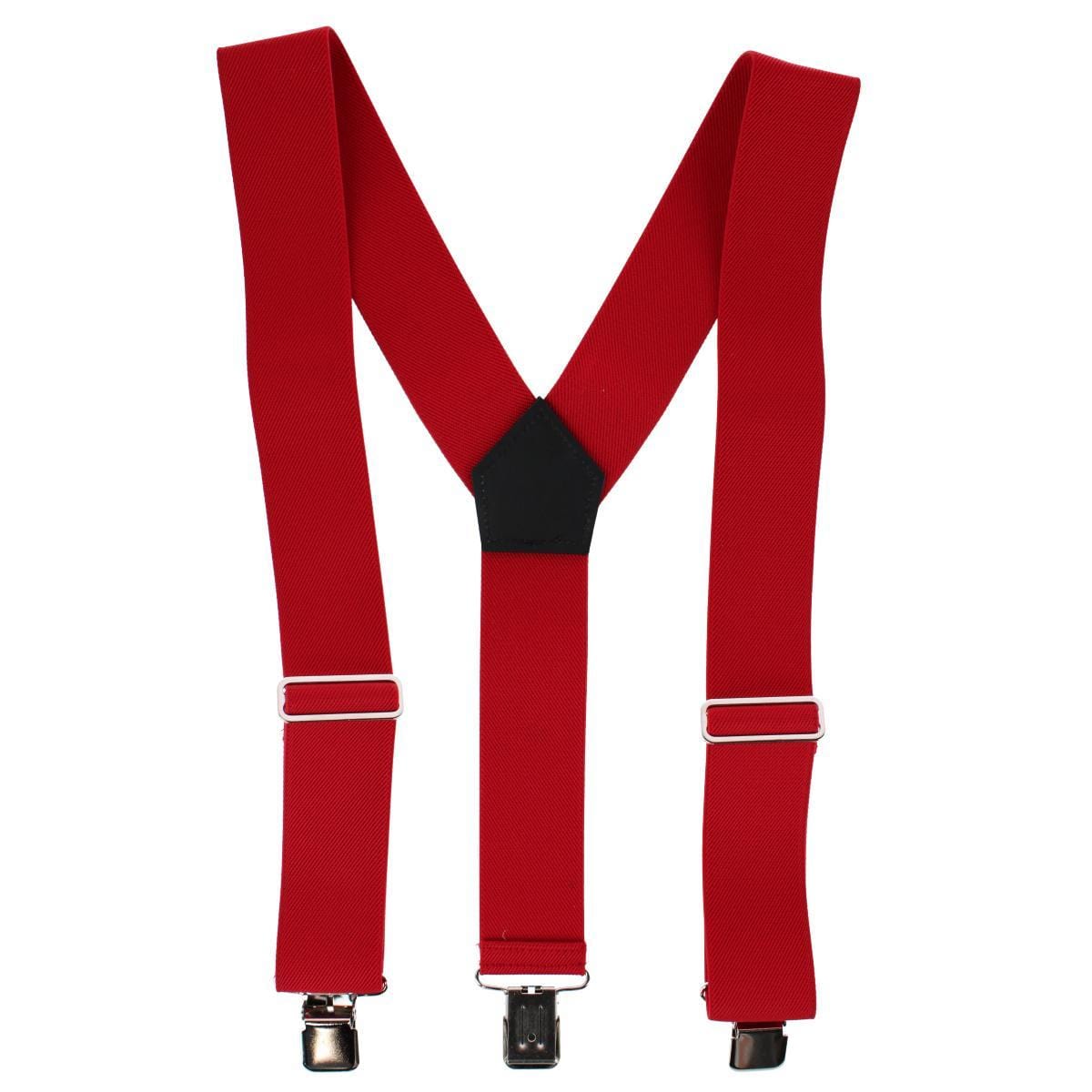 Welch Men's 2 Inch Elastic Y-Back Clip End Suspenders - Red