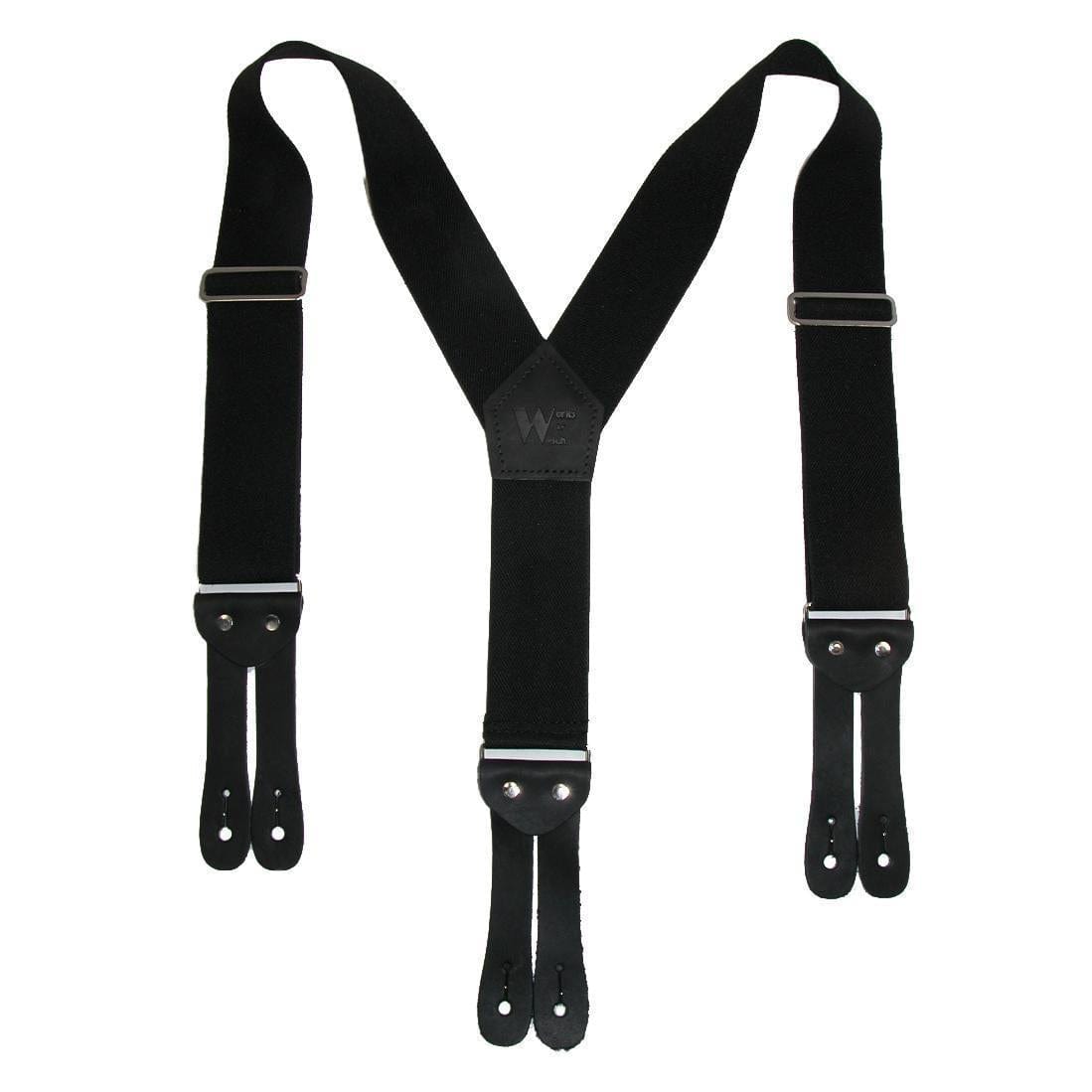 Welch Men's Elastic Button-End Y-Back 2 Inch Work Suspenders - Black
