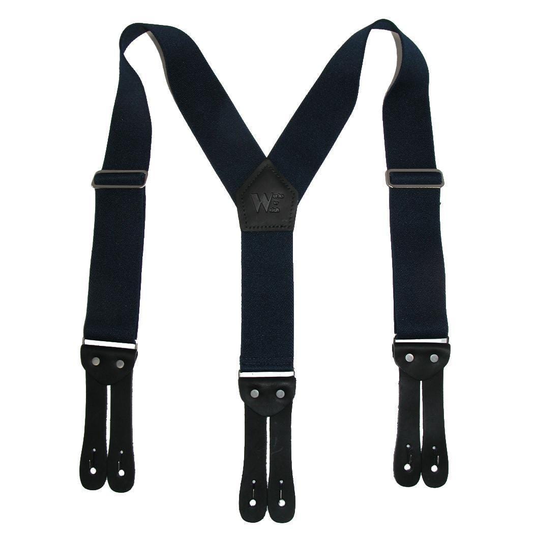 Welch Men's Elastic Button-End Y-Back 2 Inch Work Suspenders - Navy
