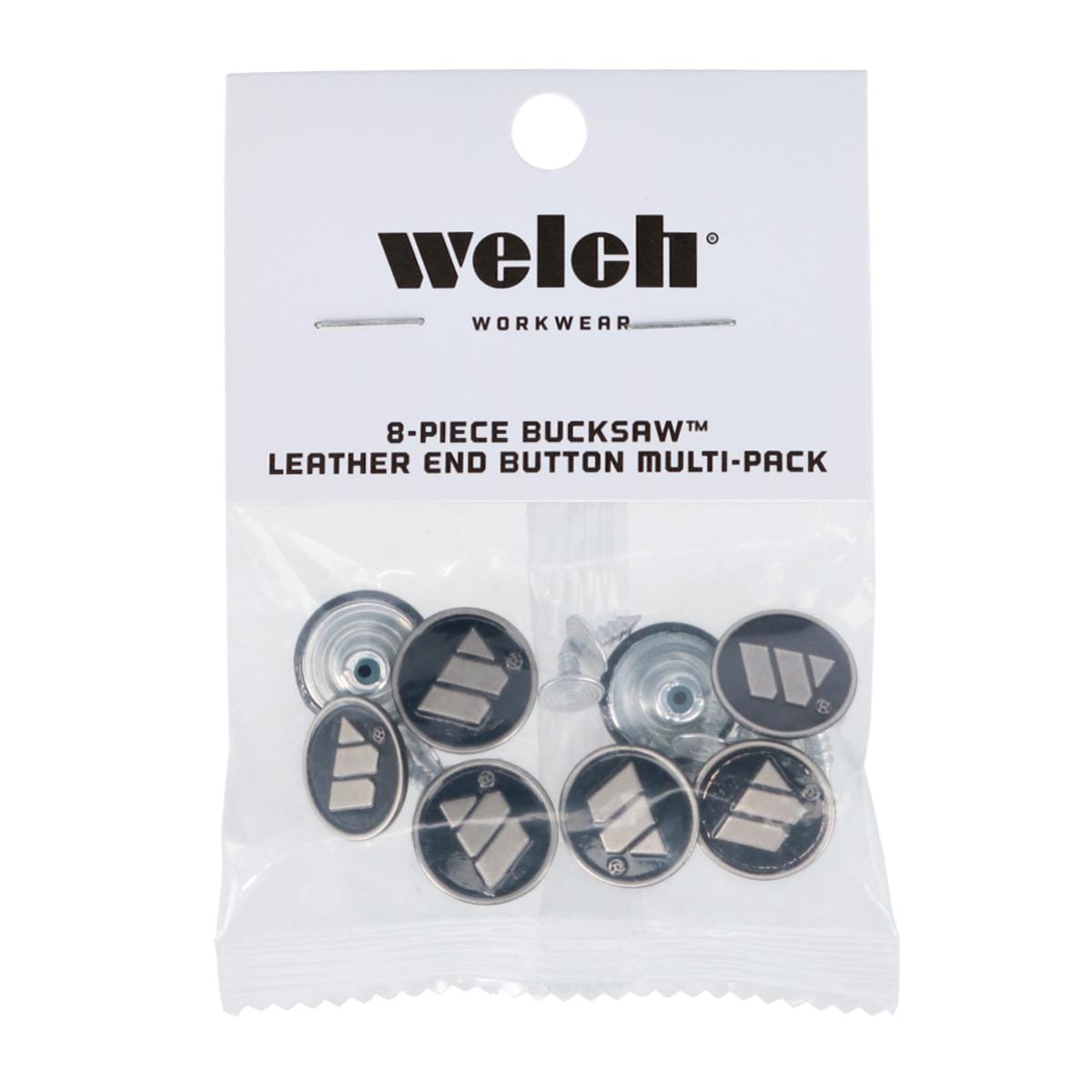 Welch Men's Metal Bachelor Buttons for Suspenders (2 Packs) - Silver and Black