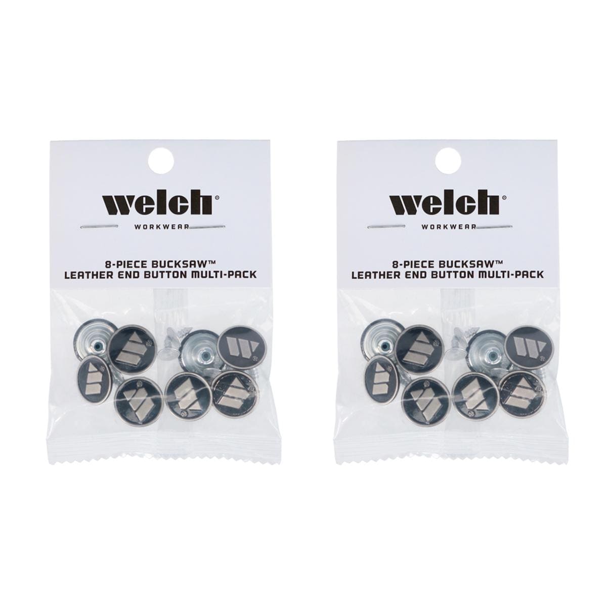 Welch Men's Metal Bachelor Buttons for Suspenders (2 Packs) - Silver and Black