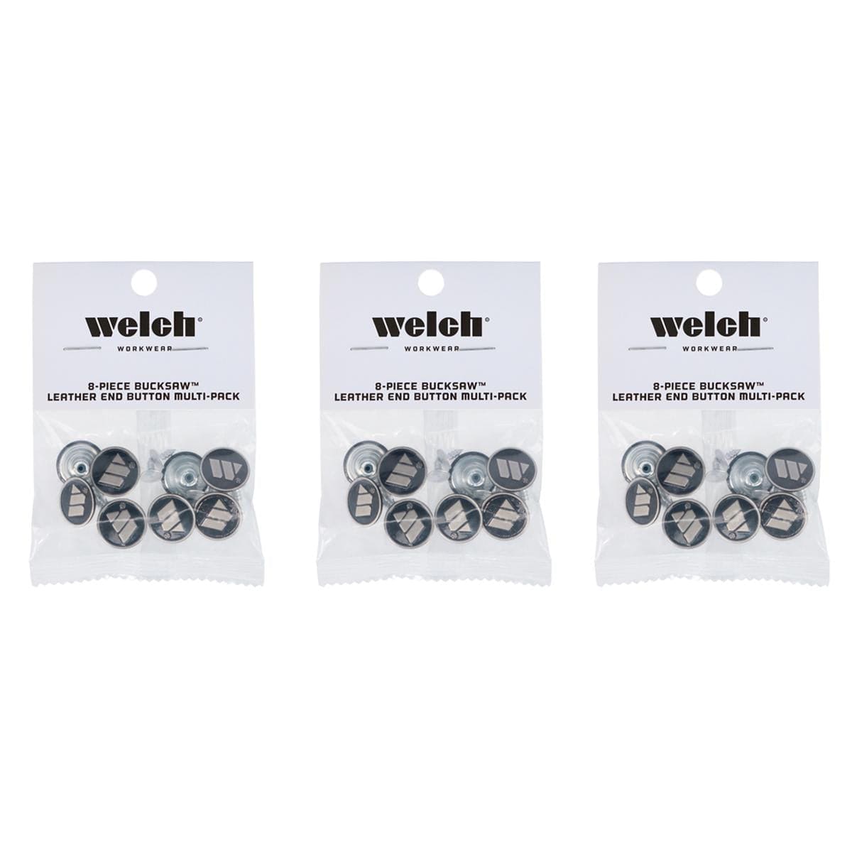 Welch Men's Metal Bachelor Buttons for Suspenders (3 Packs) - Silver and Black