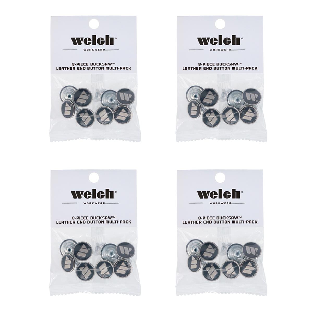 Welch Men's Metal Bachelor Buttons for Suspenders (4 Packs) - Silver and Black