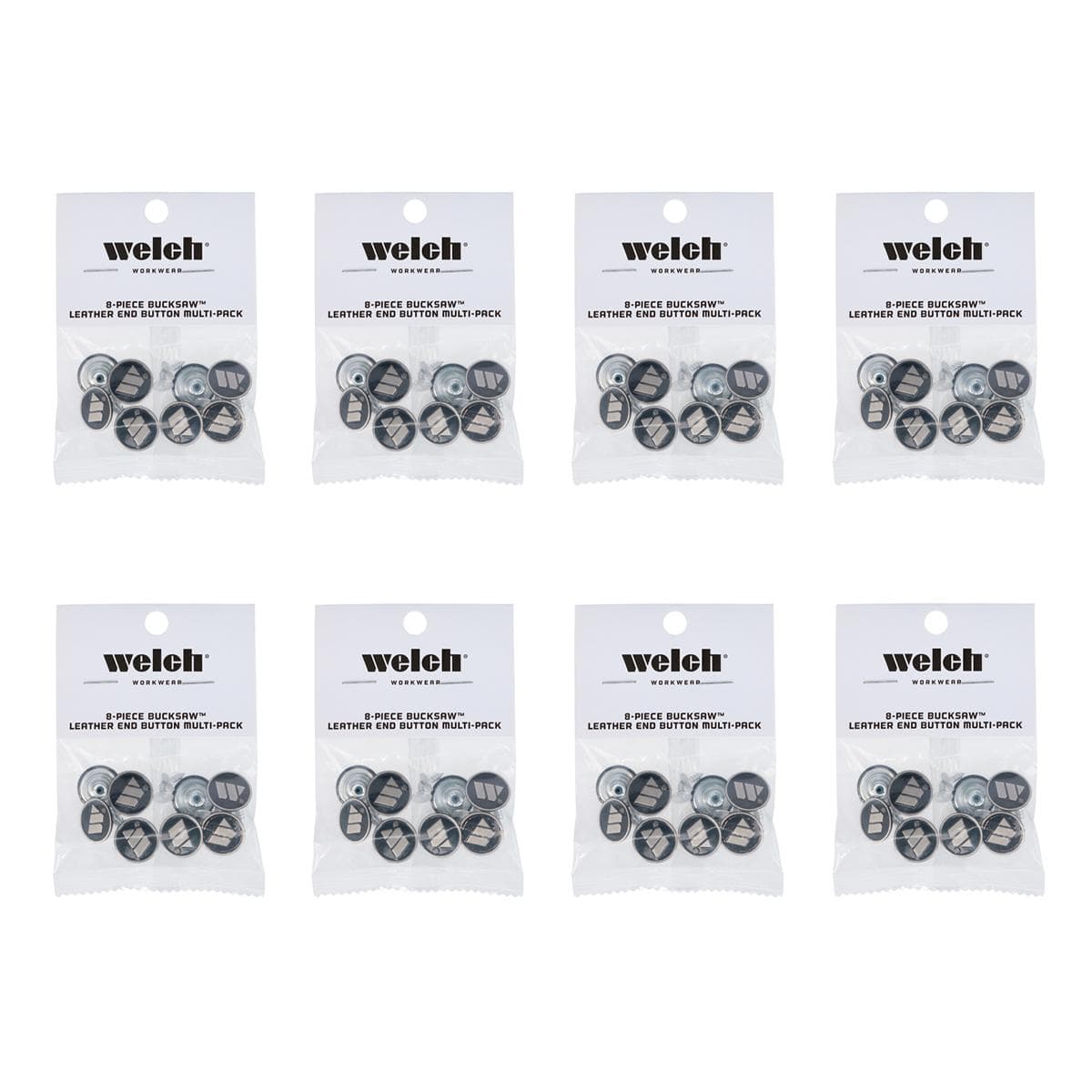 Welch Men's Metal Bachelor Buttons for Suspenders (8 Packs) - Silver and Black