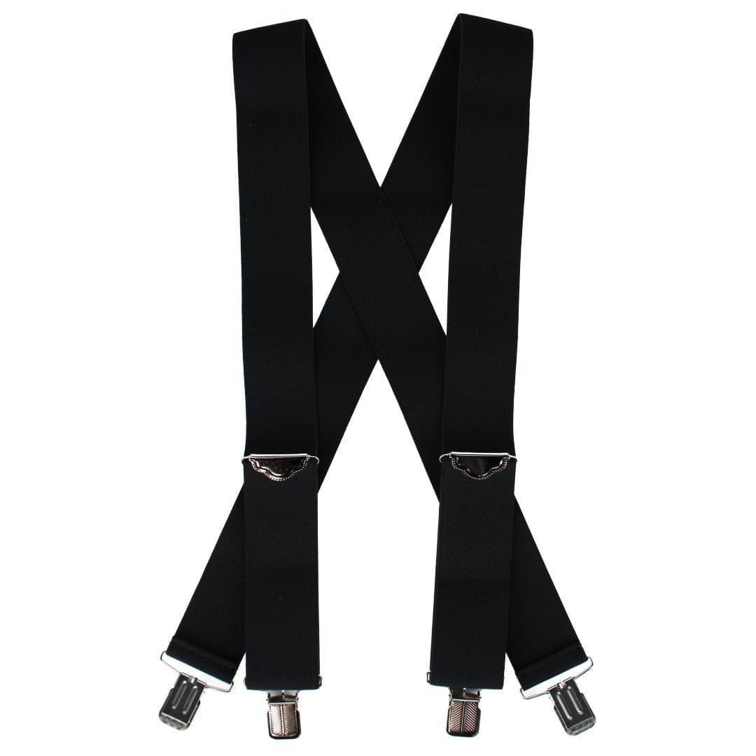 Welch Men's 2 Inch Wide X-Back Casual Clip-End Suspender - Black