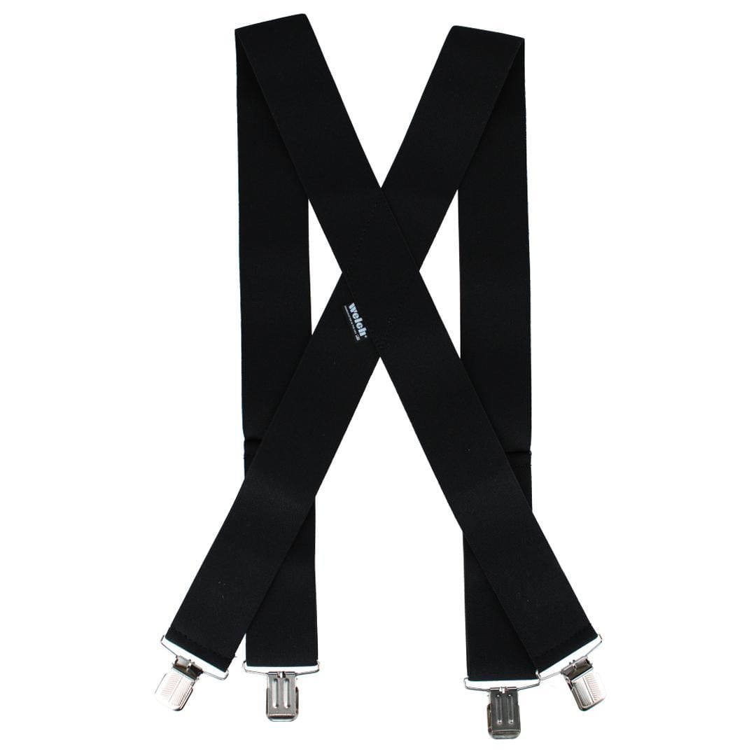 Welch Men's 2 Inch Wide X-Back Casual Clip-End Suspender - Black
