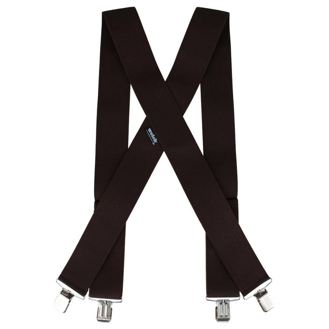 Welch Men's 2 Inch Wide X-Back Casual Clip-End Suspender - Brown