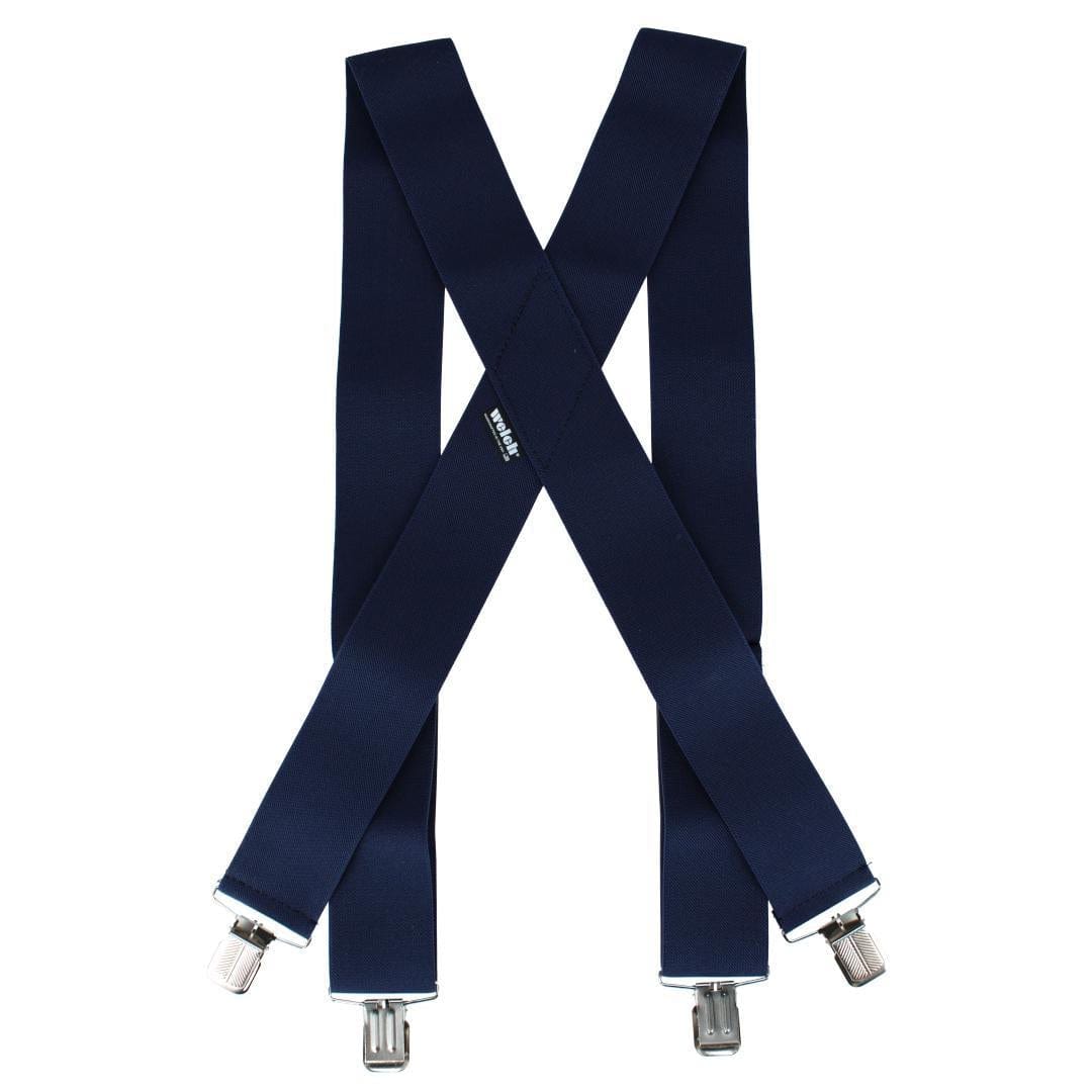 Welch Men's 2 Inch Wide X-Back Casual Clip-End Suspender - Navy Blue