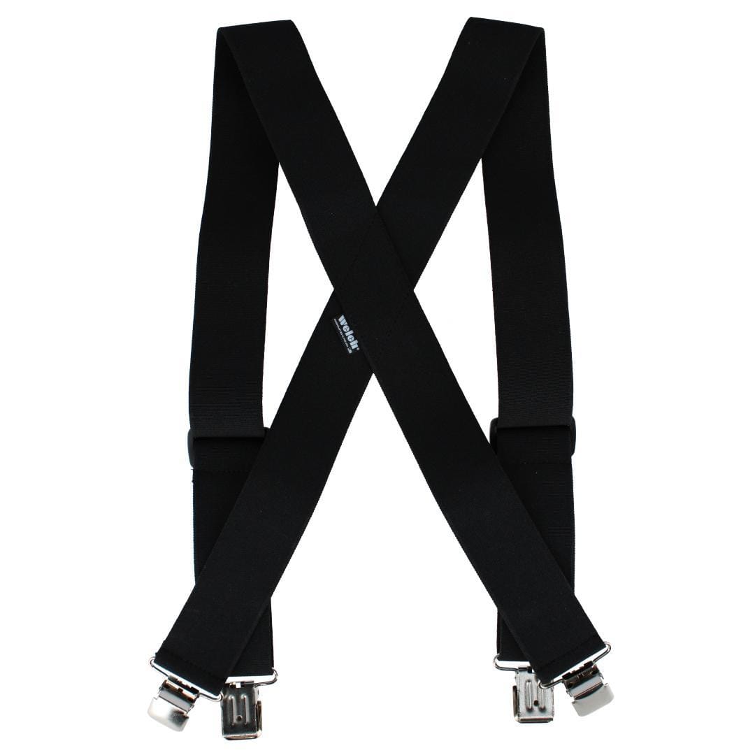 Welch Mens Big & Tall 2 Inch Super Tuff Stuff X-Back Clip On Work Suspender - Black