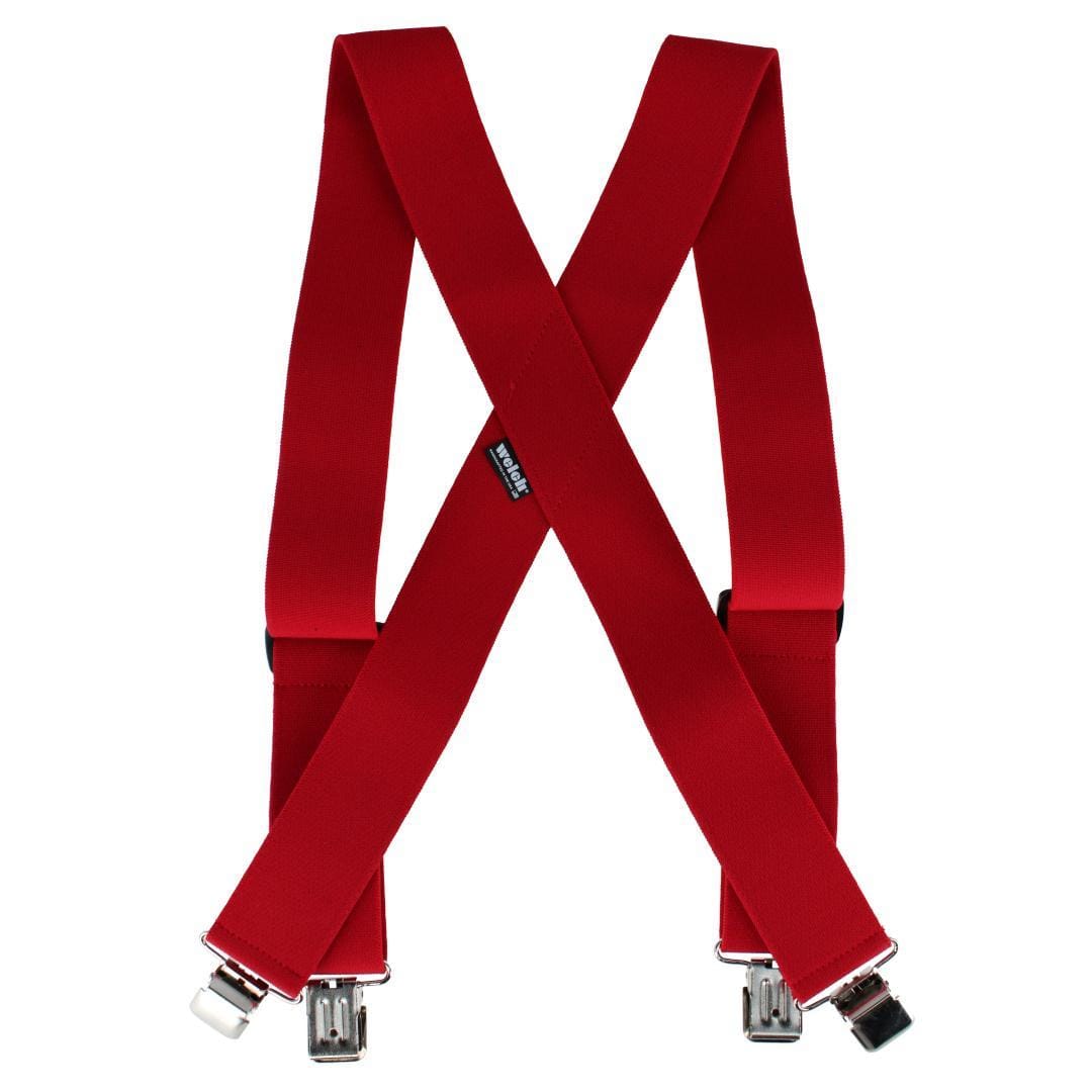 Welch Mens Big & Tall 2 Inch Super Tuff Stuff X-Back Clip On Work Suspender - Red