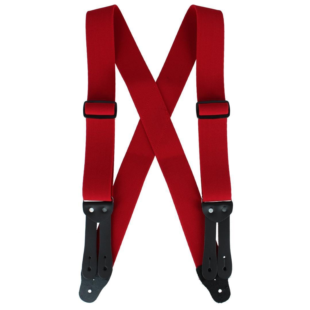 Welch Men's 2 Inch Super Tuff Stuff X-Back Button On Work Suspender - Red
