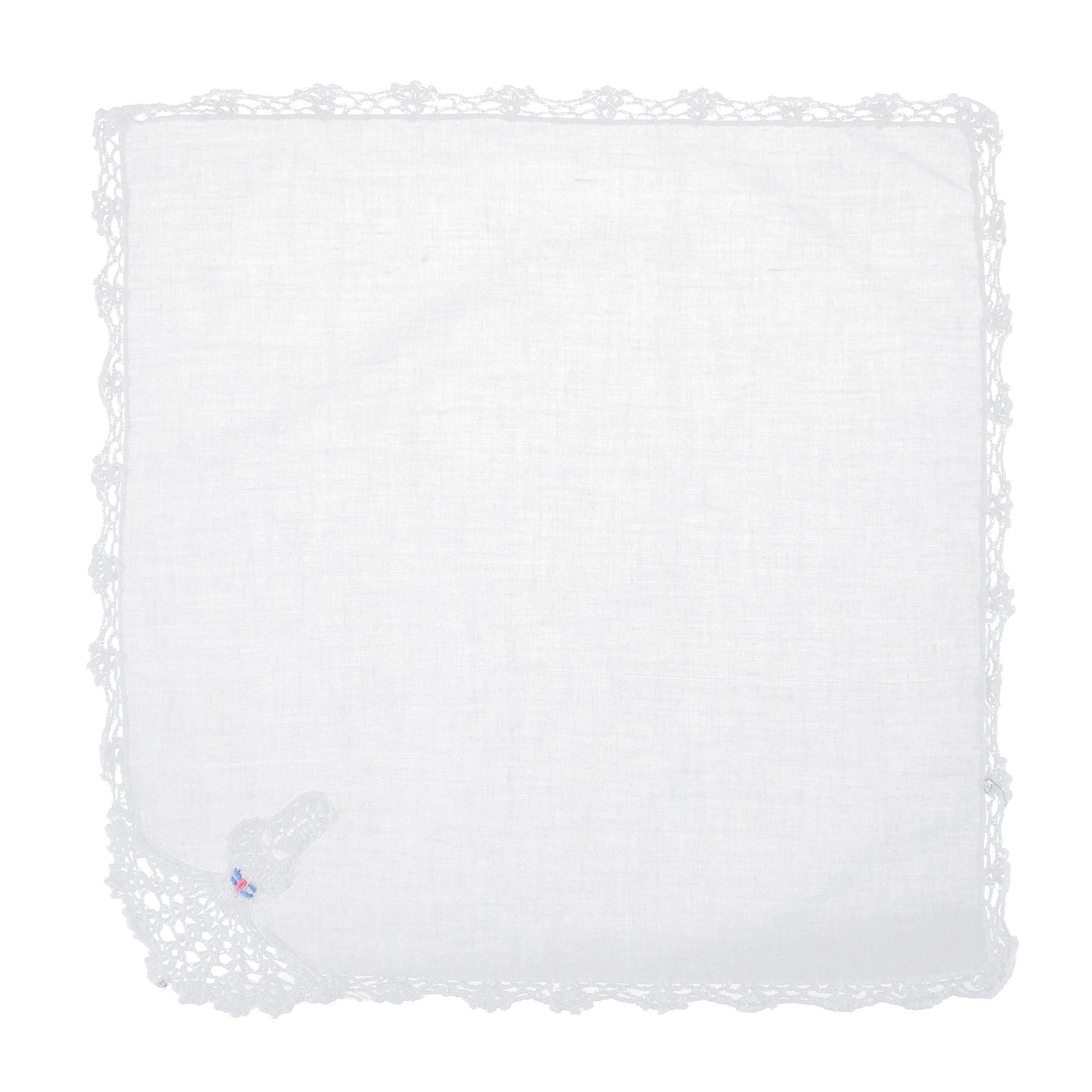 CTM® Women's Cotton Crinoline Lady Lace Handkerchief - White