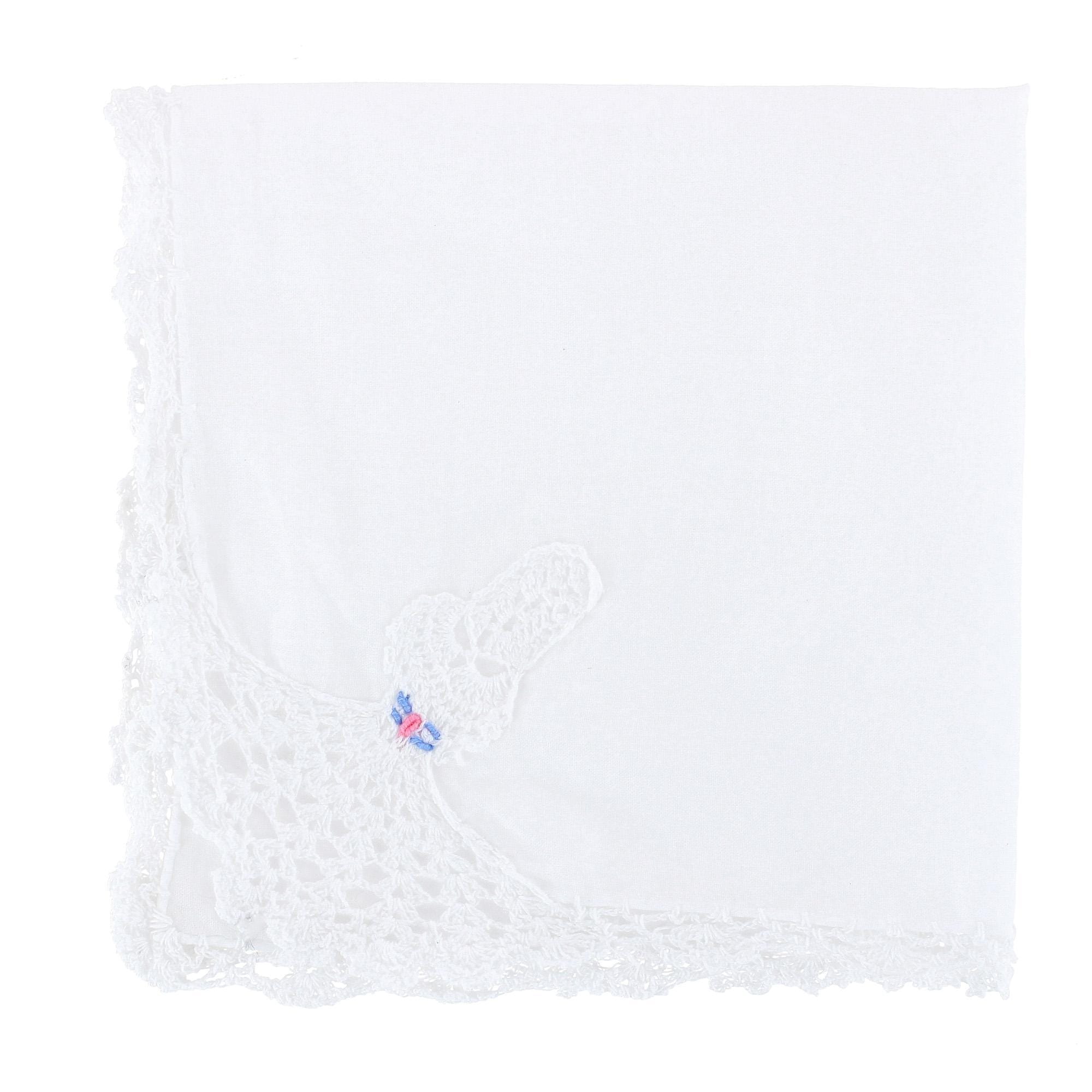 CTM® Women's Cotton Crinoline Lady Lace Handkerchief - White