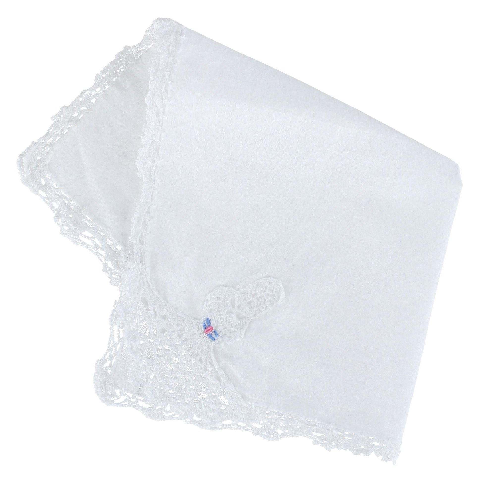 CTM® Women's Cotton Crinoline Lady Lace Handkerchief - White