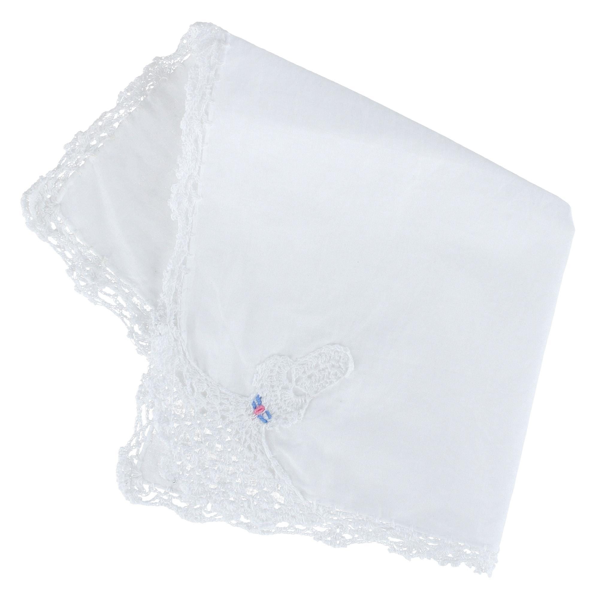 CTM® Women's Cotton Crinoline Lady Lace Handkerchief - White