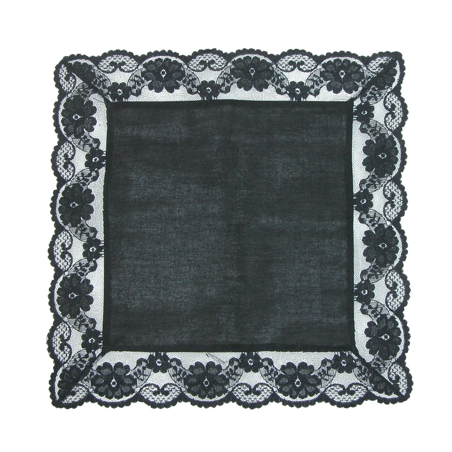 CTM® Women's Cotton Black Fairy Lace Handkerchief - Black