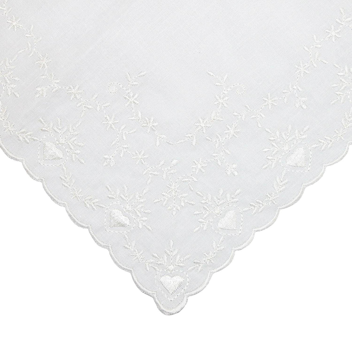 CTM® Women's Soft Cotton Bridal Heart Embroidered Handkerchief - White