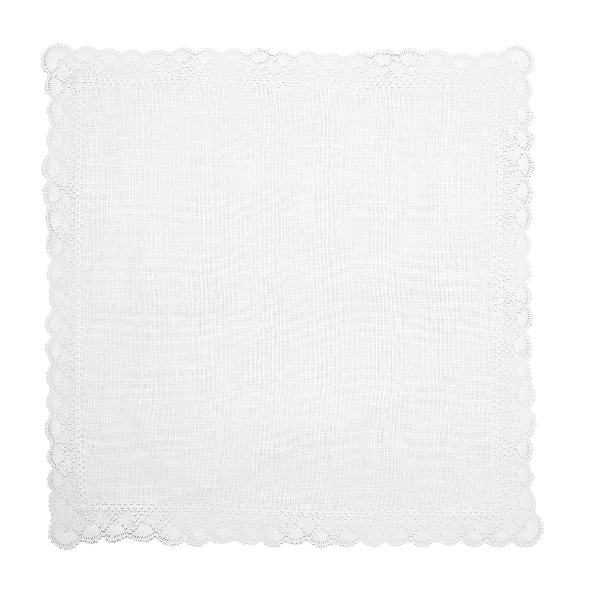 CTM® Women's Nosegay Hand Made Bobbin Lace Linen Handkerchief - White