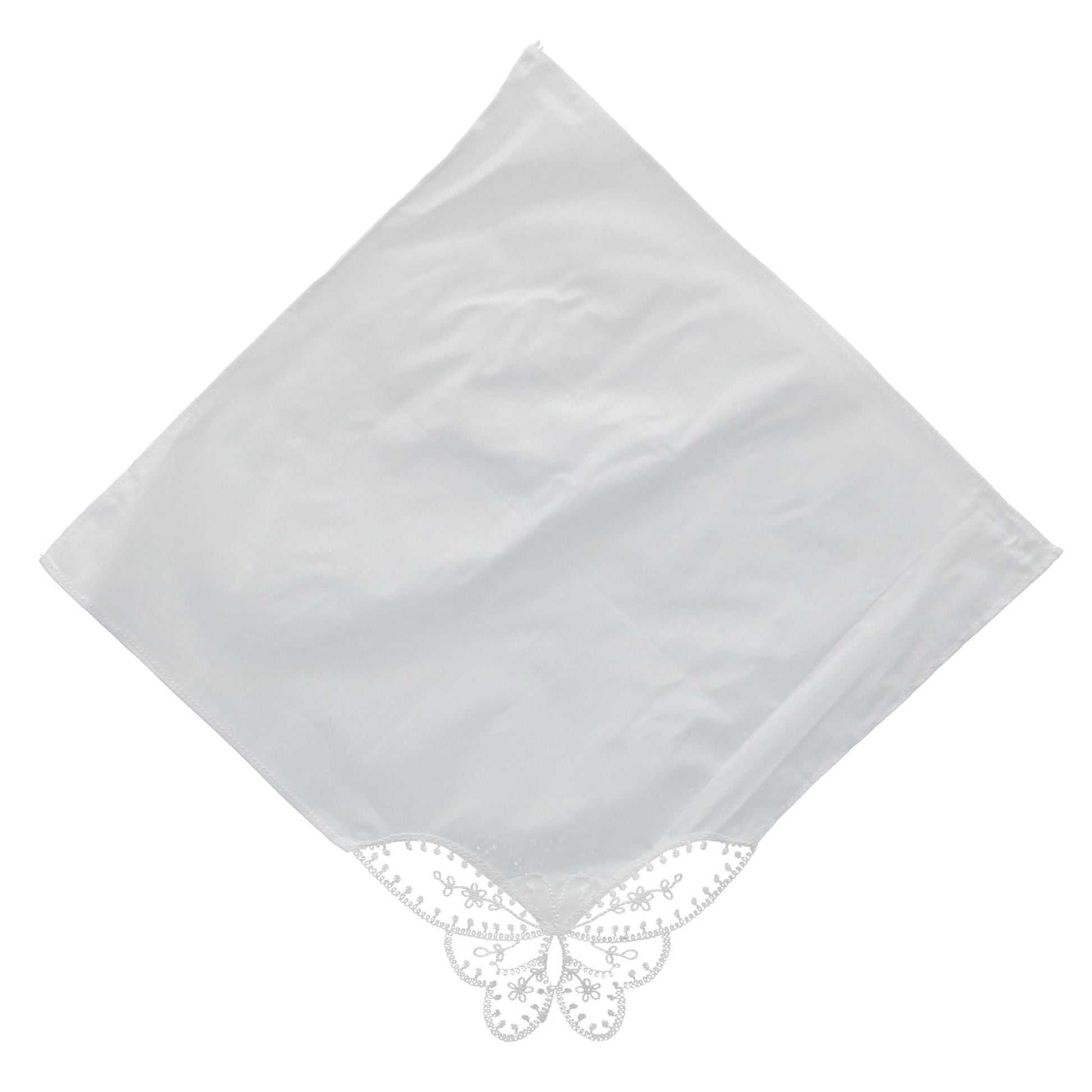 CTM® Women's Butterfly Corner Lace Handkerchief - White