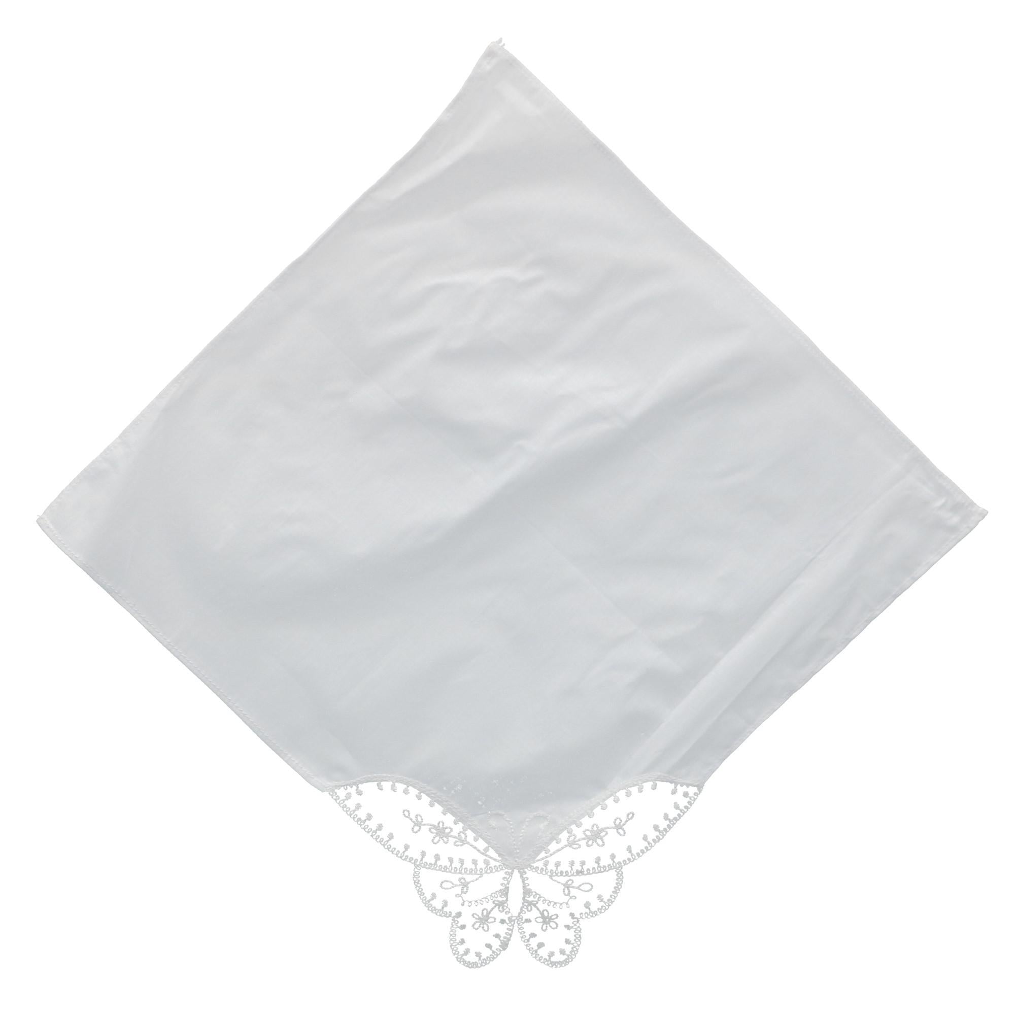 CTM® Women's Butterfly Corner Lace Handkerchief - White