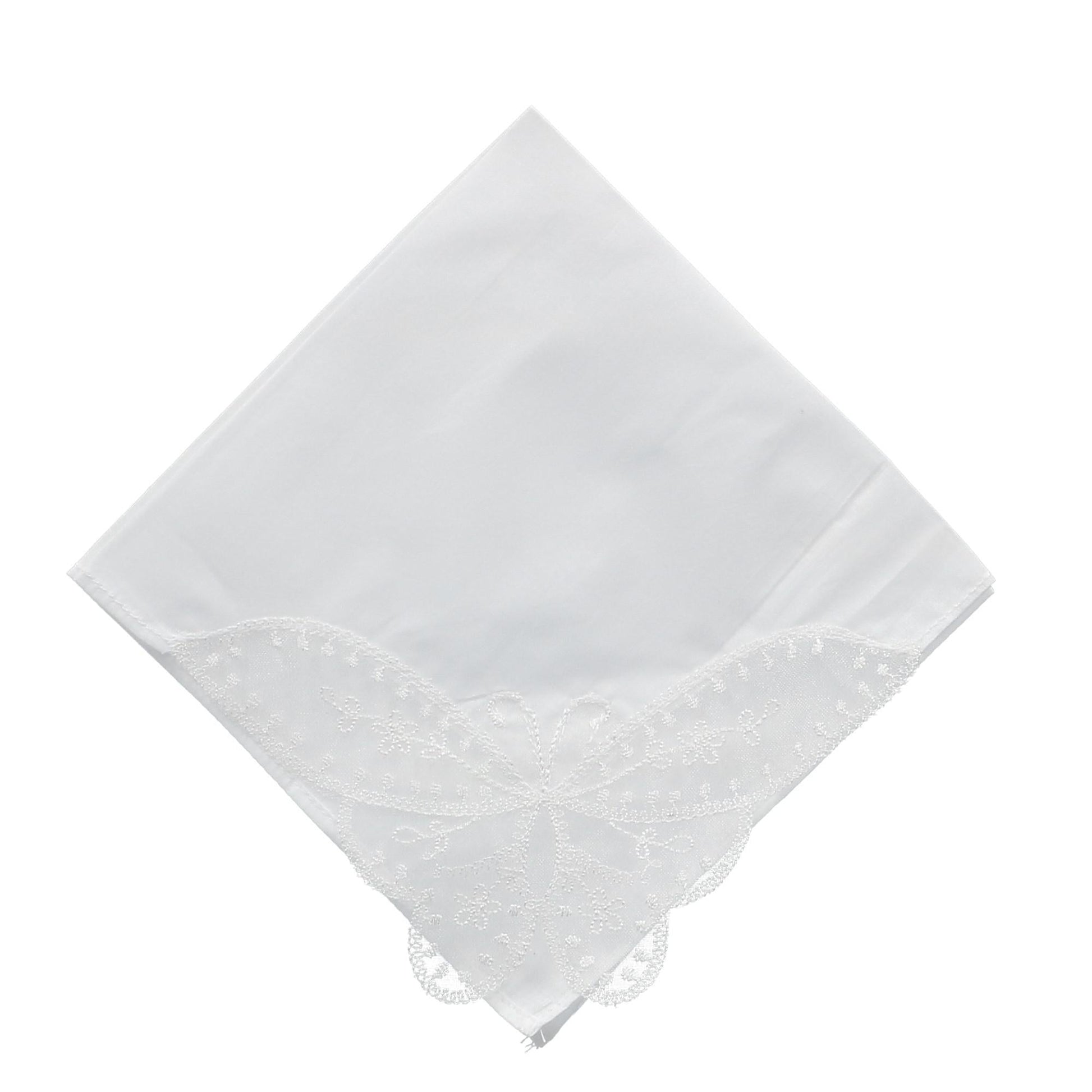 CTM® Women's Butterfly Corner Lace Handkerchief - Women's Butterfly Corner Lace Handkerchief