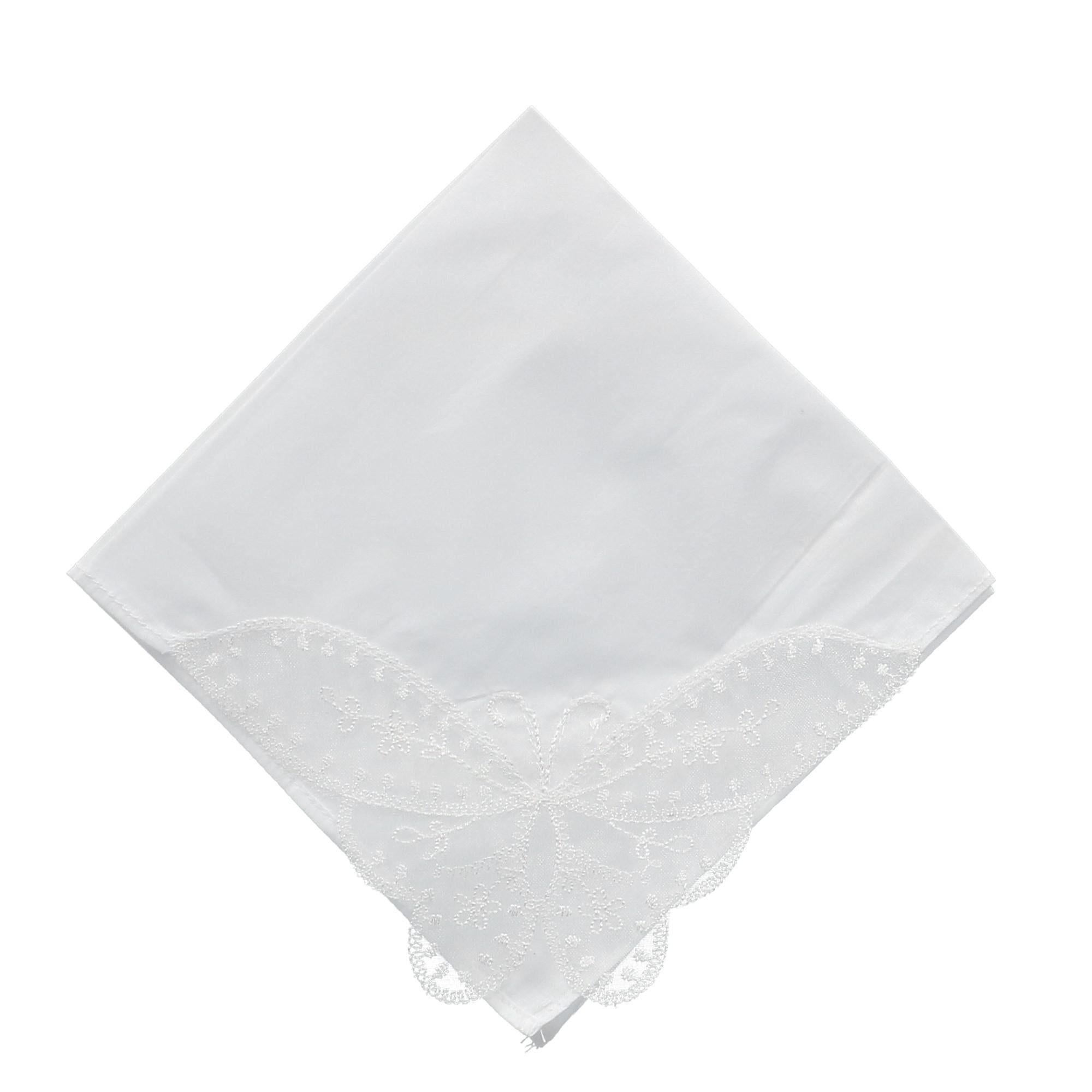 CTM® Women's Butterfly Corner Lace Handkerchief - Women's Butterfly Corner Lace Handkerchief
