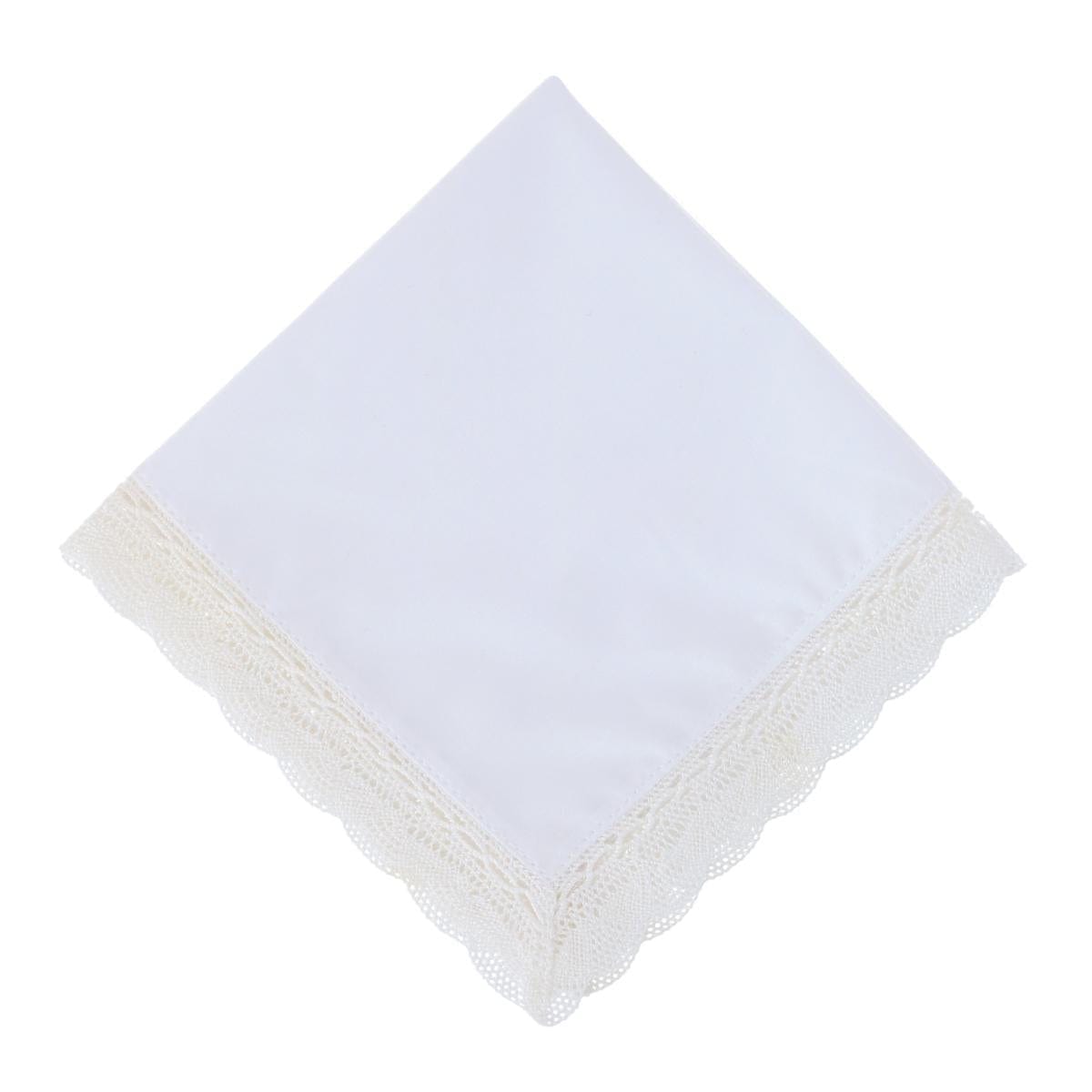 CTM® Women's Audrey Grace Fan Lace Handkerchief - White