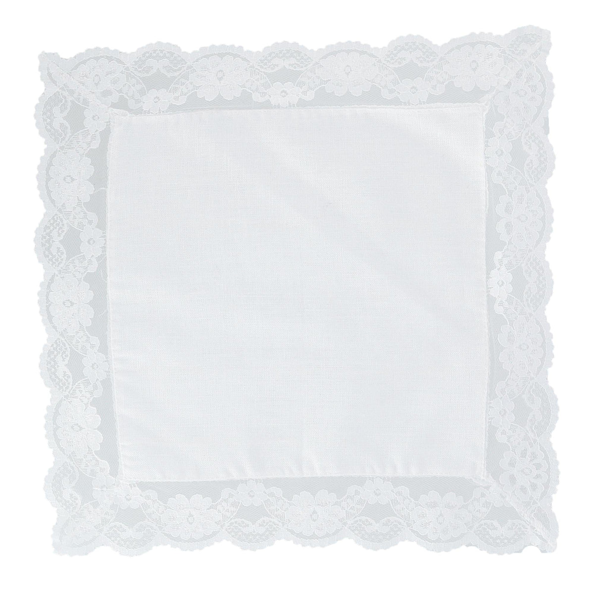 CTM® Women's Bridal Dress Lace and Linen Handkerchief - White
