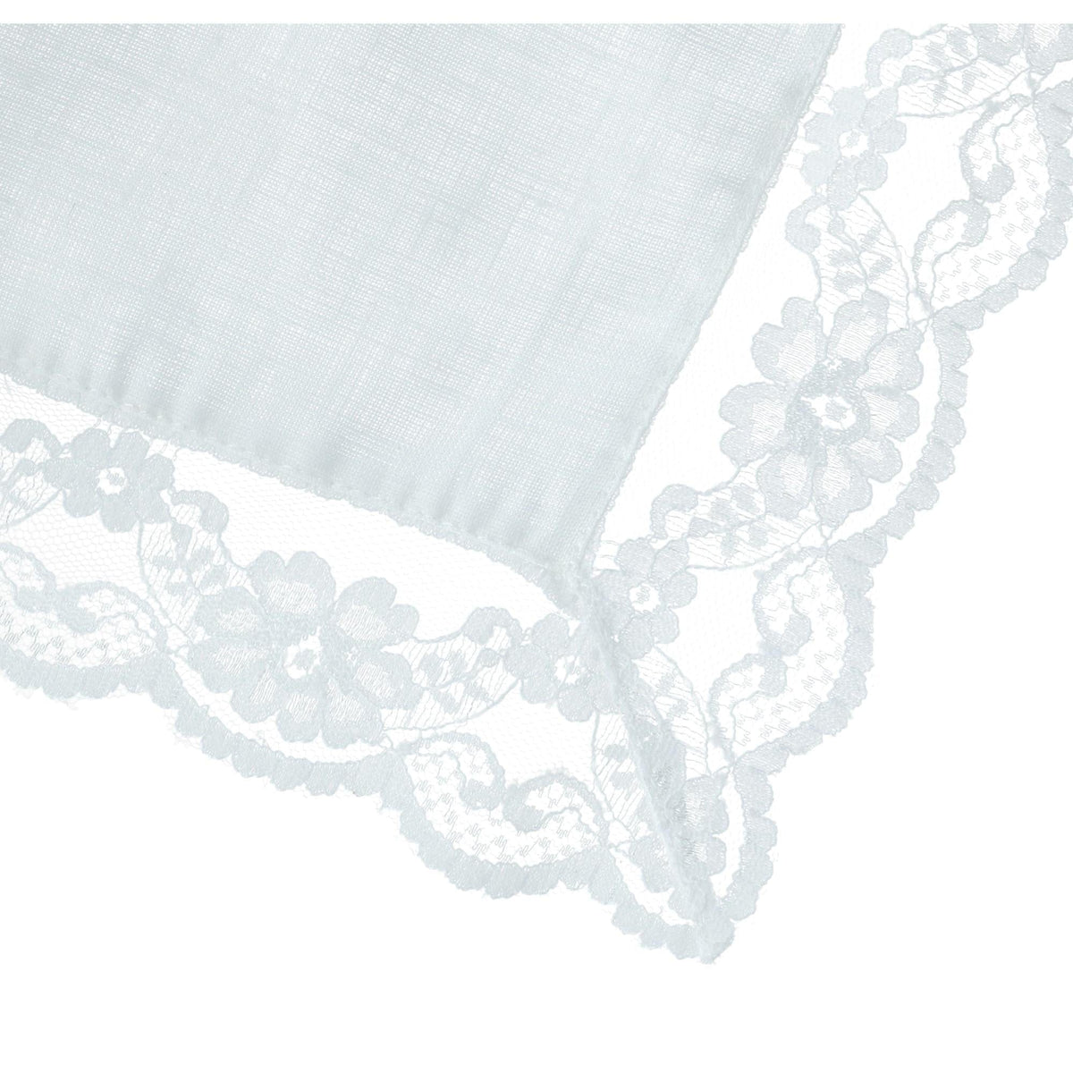 CTM® Women's Bridal Dress Lace and Linen Handkerchief - White