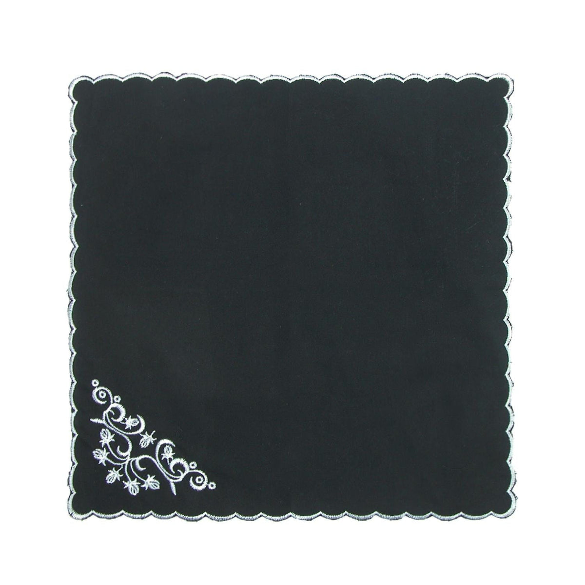 CTM® Women's Cotton Black and White Floral Scroll Handkerchief - Black
