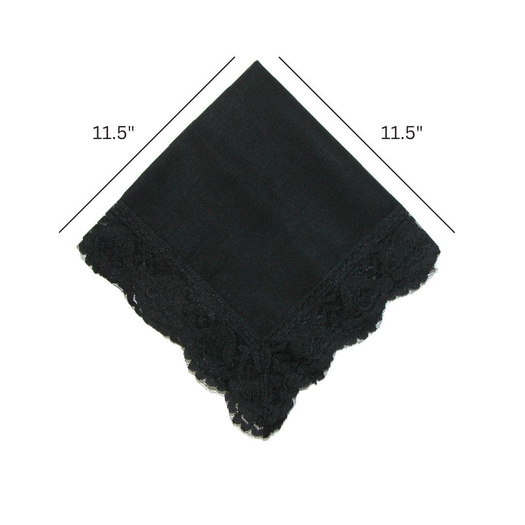 CTM® Women's Twilight Beauty Black Lace Handkerchief - Black