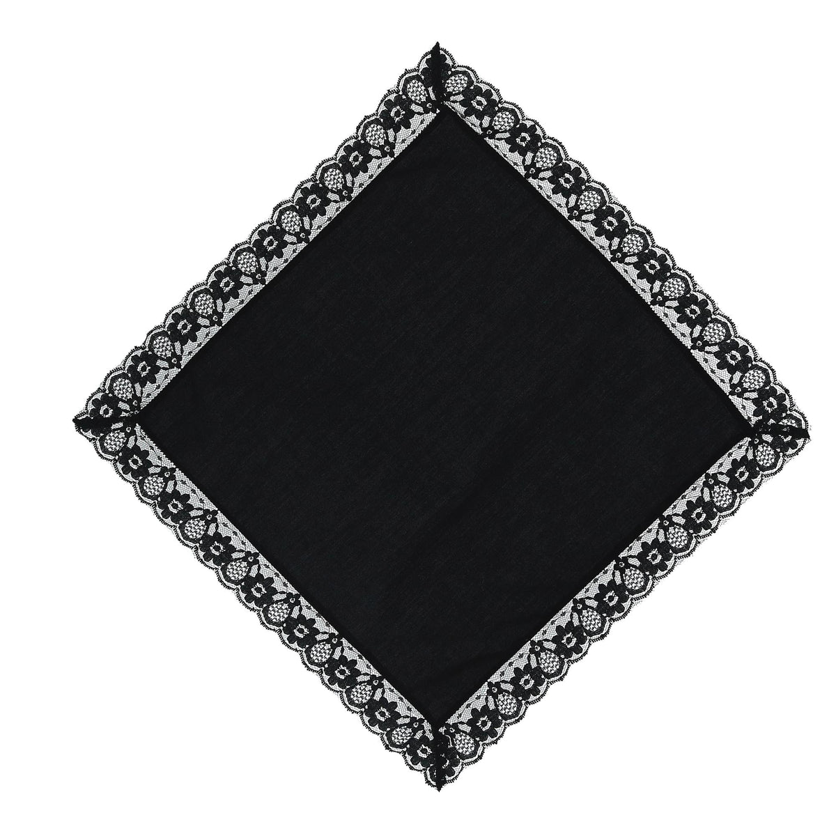 CTM® Women's Ebony Lace Border Handkerchief - Black