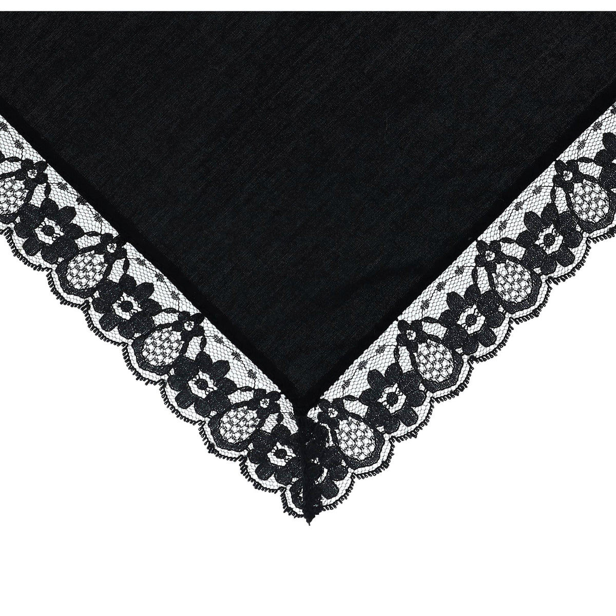 CTM® Women's Ebony Lace Border Handkerchief - Black